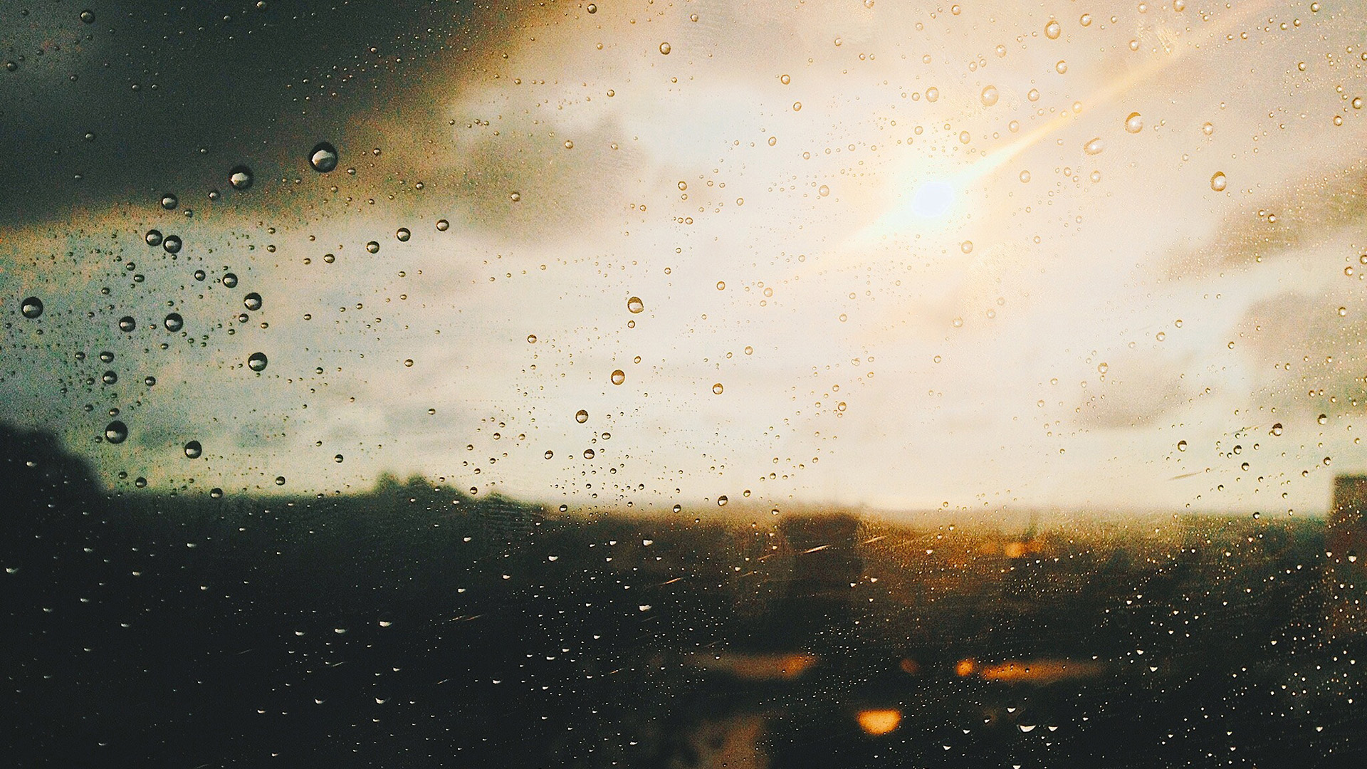 玻璃,雨后阳光,朦胧,雨滴