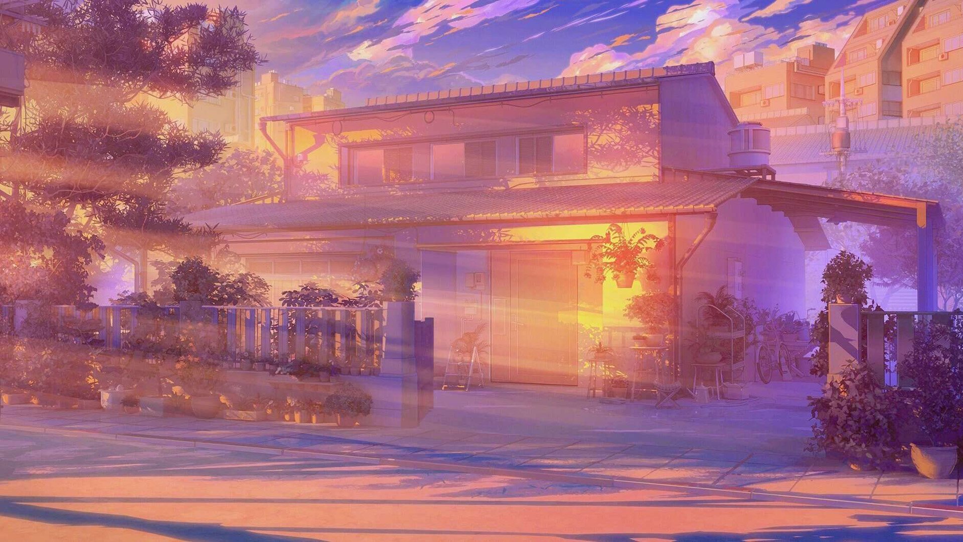 夕阳,街道,温馨,小镇