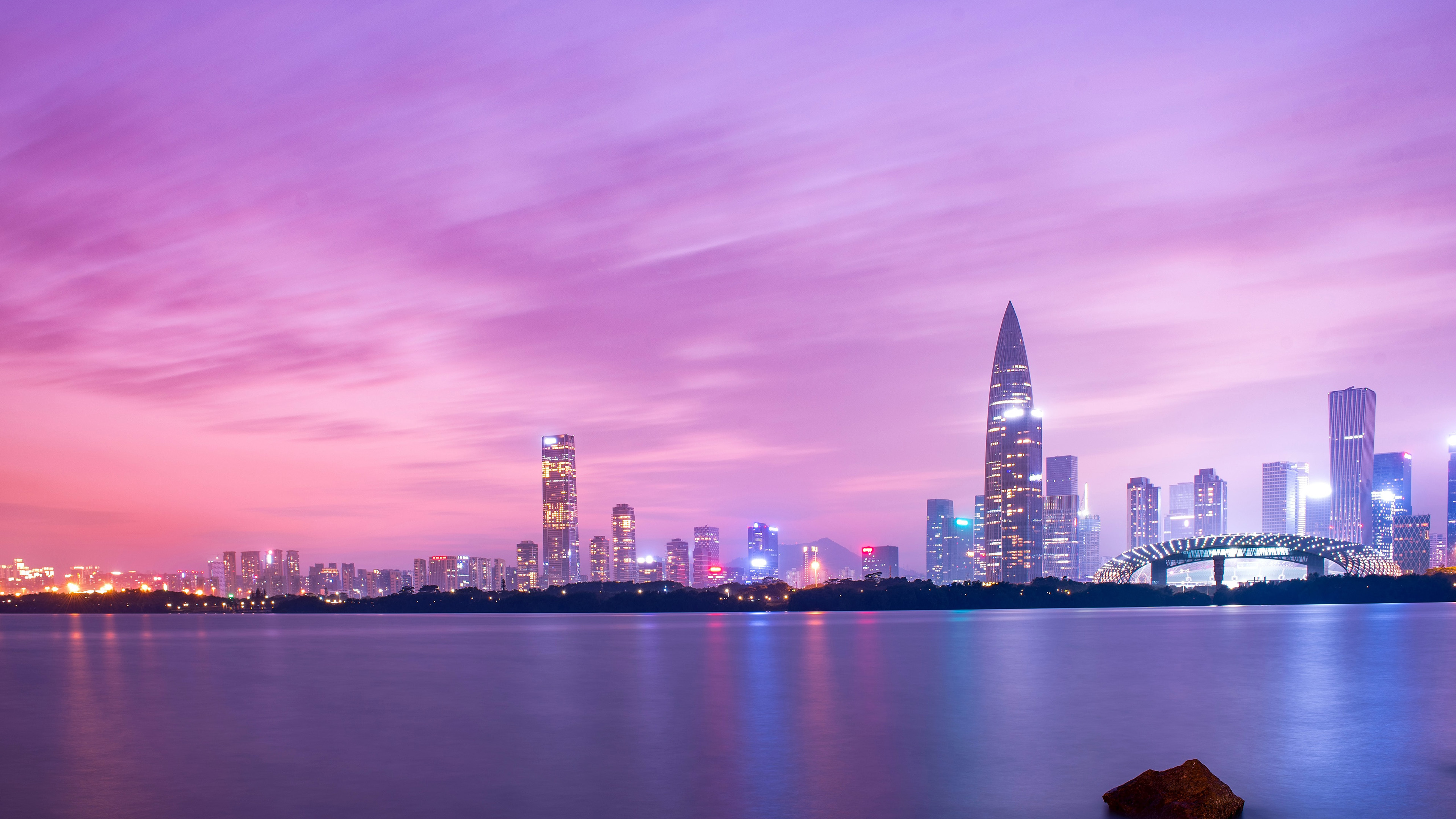 城市夜景,深圳,灯光,晚霞