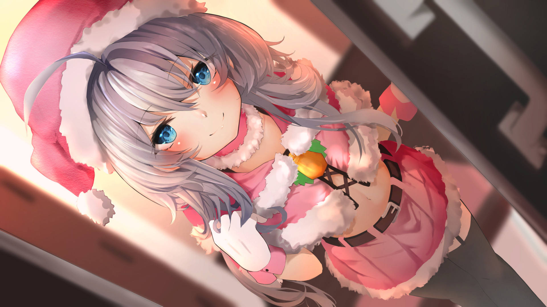 圣诞女孩,白发,大眼睛