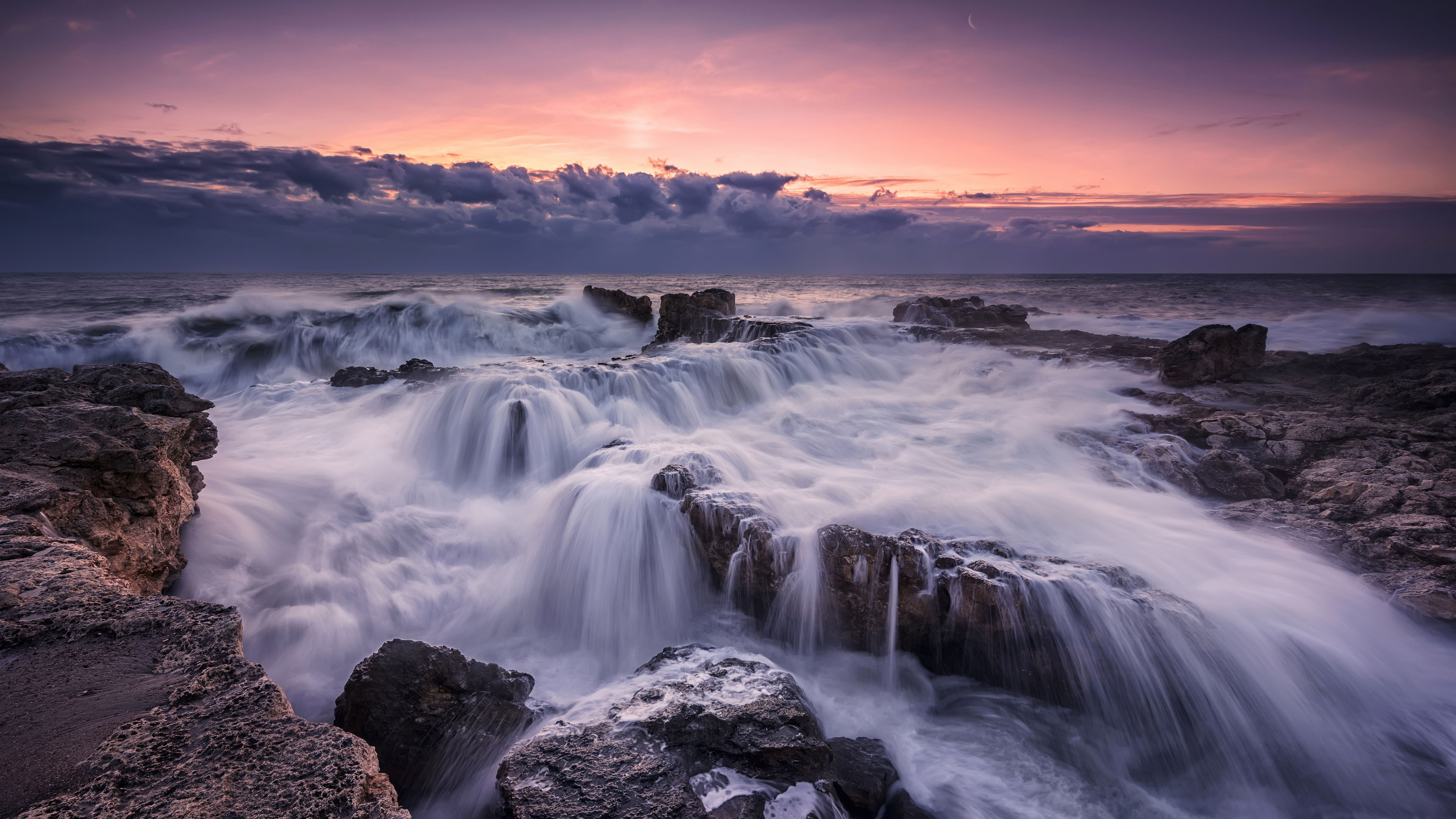 海洋天堂,海浪,黄昏,延时摄影