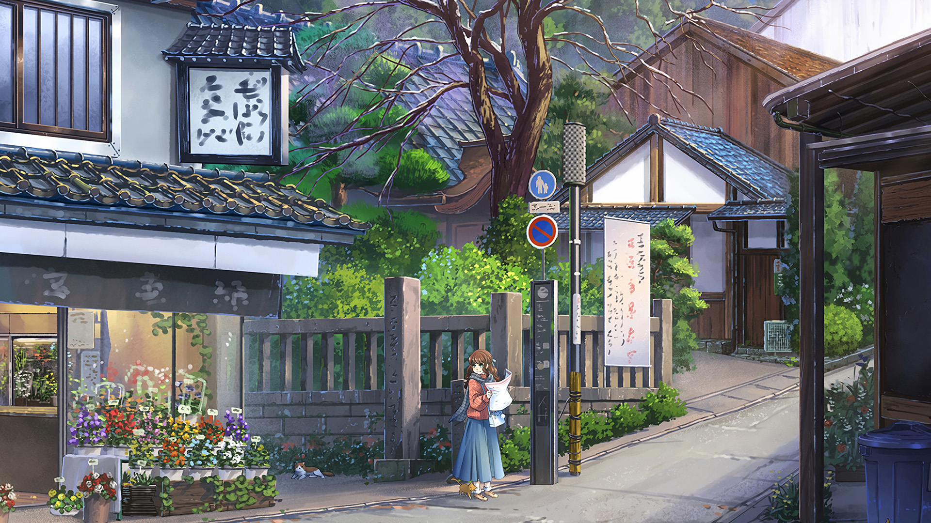 小镇,街道,鲜花店,温馨小屋