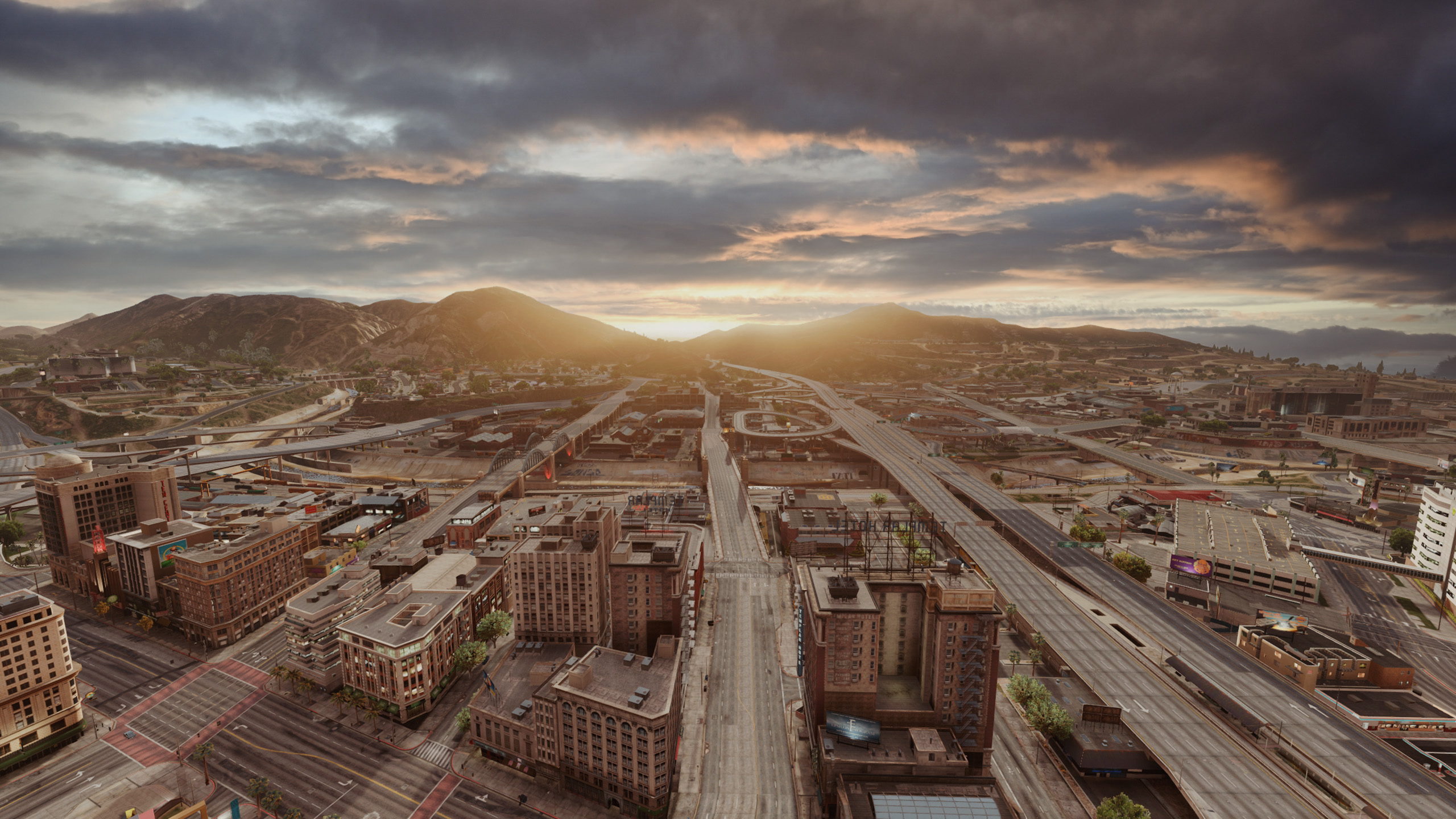 落日余晖,城市,夕阳,航拍