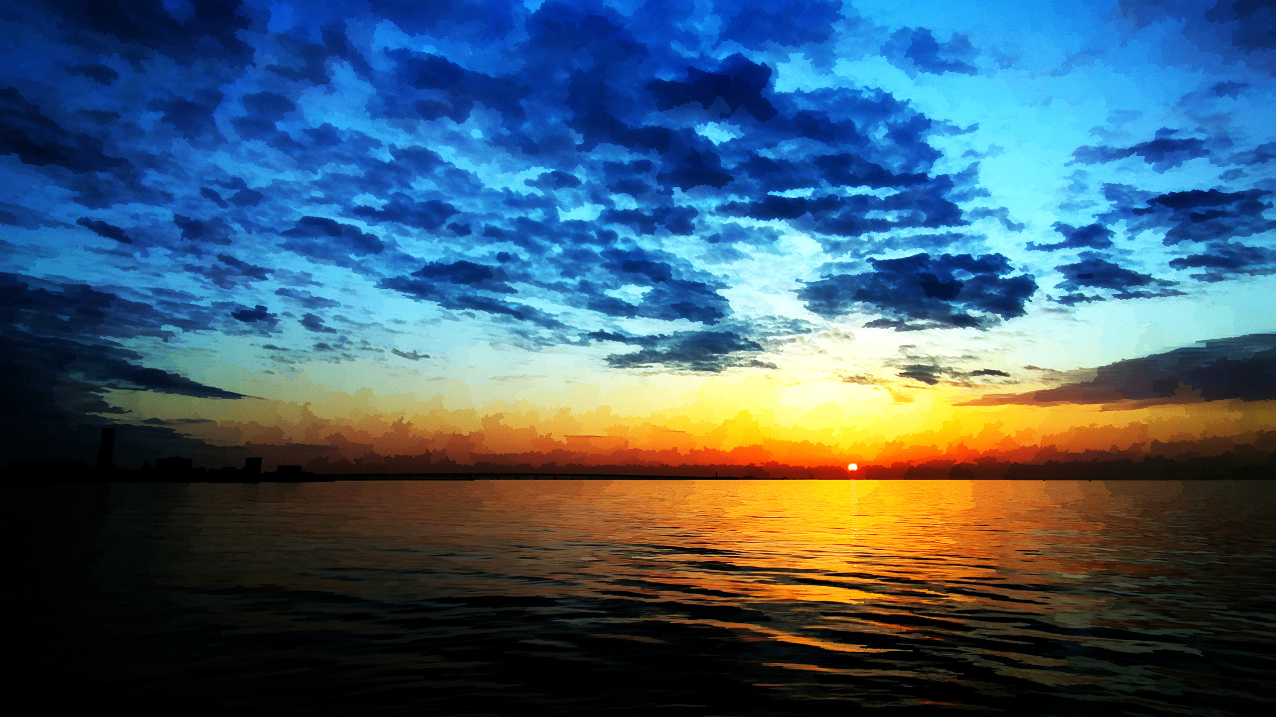 落日余晖,落日,日出,晚霞,海天相接