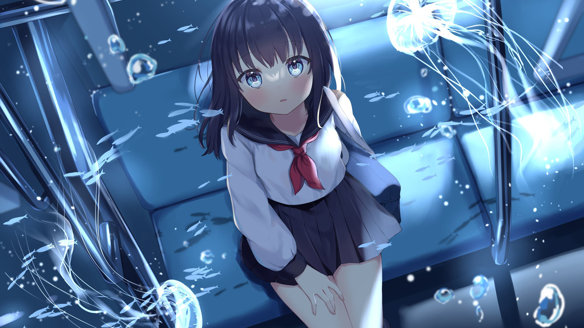 学妹,校服,水母,列车