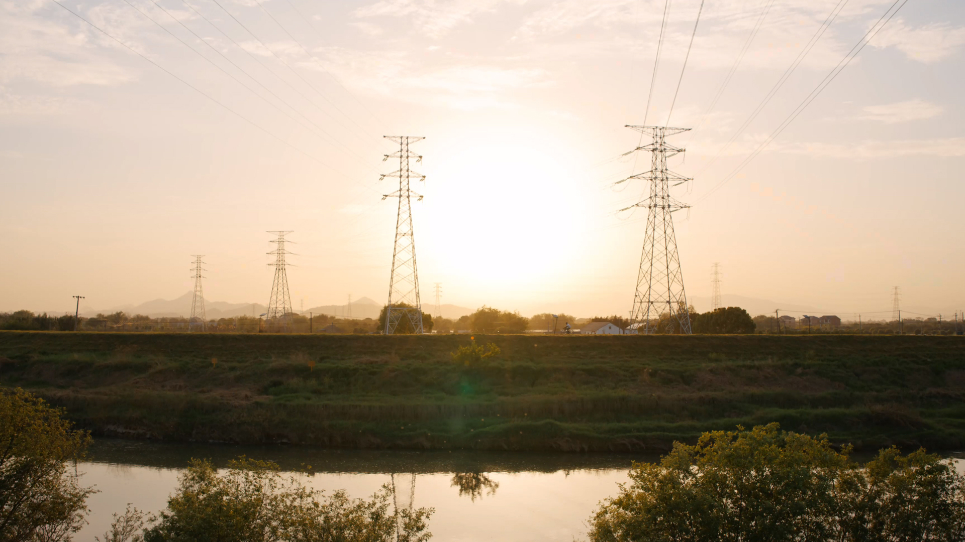 郊外,输电线,阳光