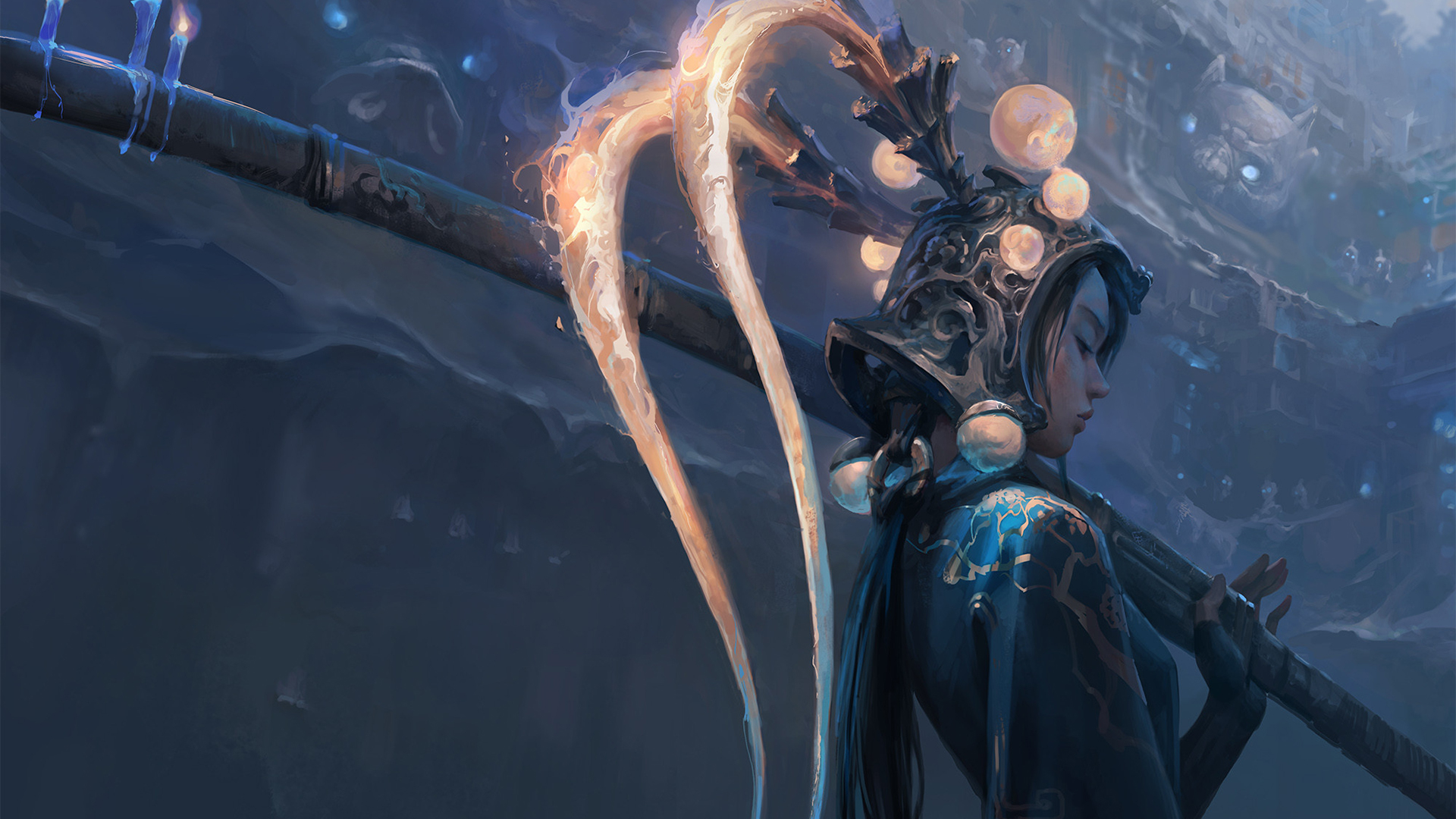 狻猊,长刀,发箍