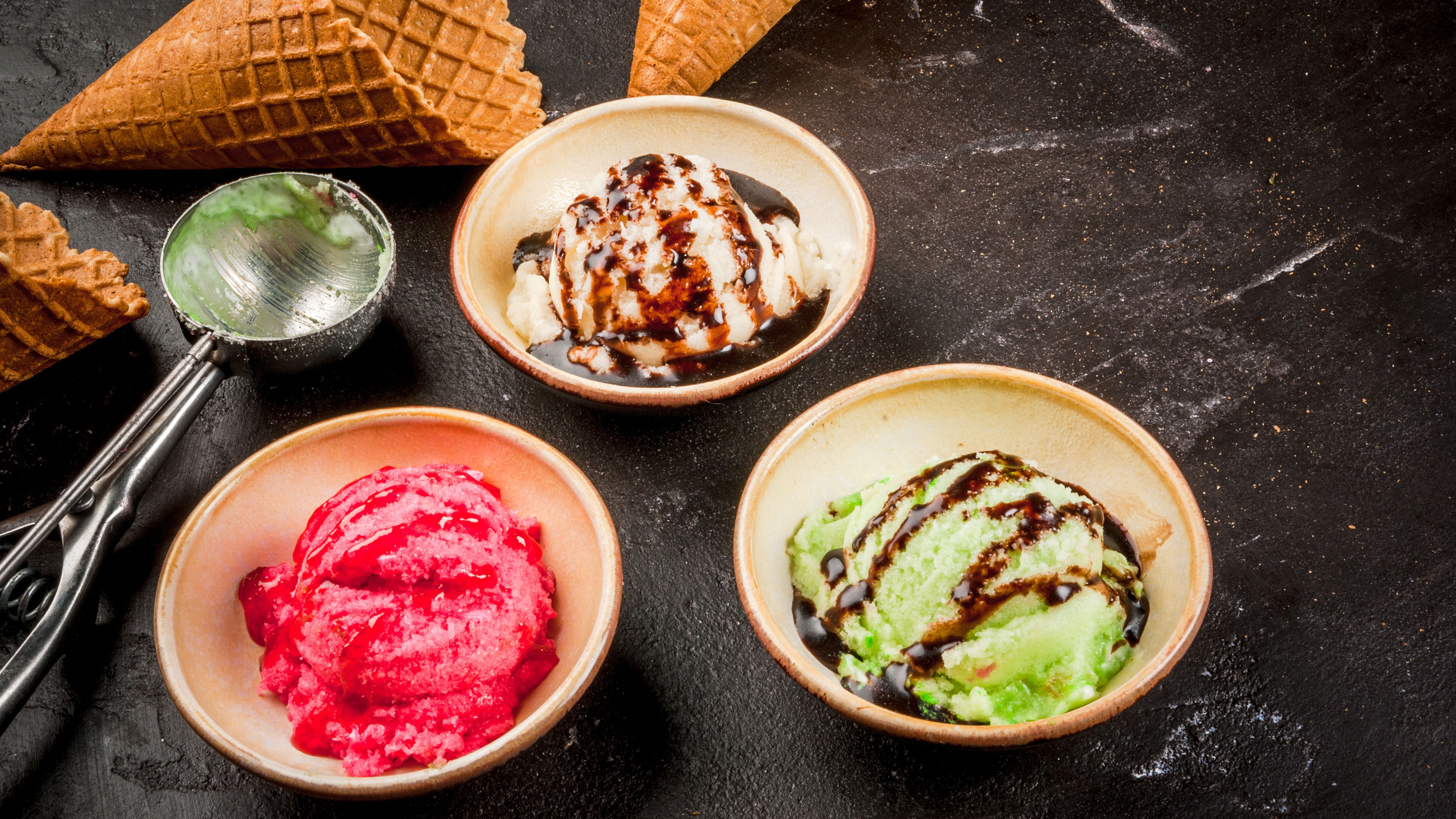 舒缓压力,冰淇淋,草莓,抹茶,巧克力