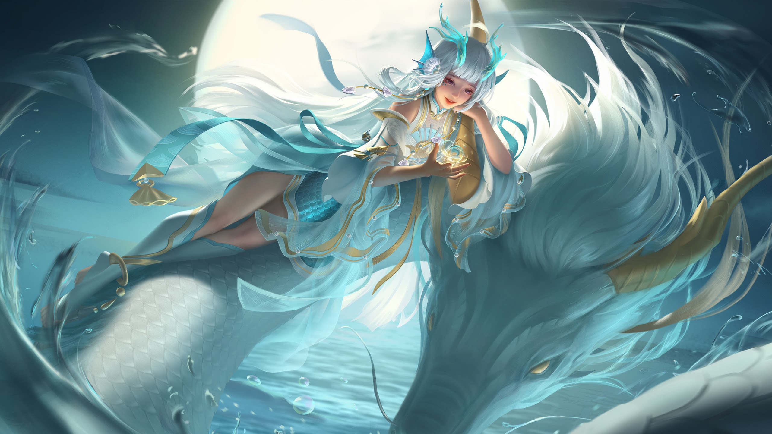 手游世界,王者荣耀,白龙,冰龙,月亮