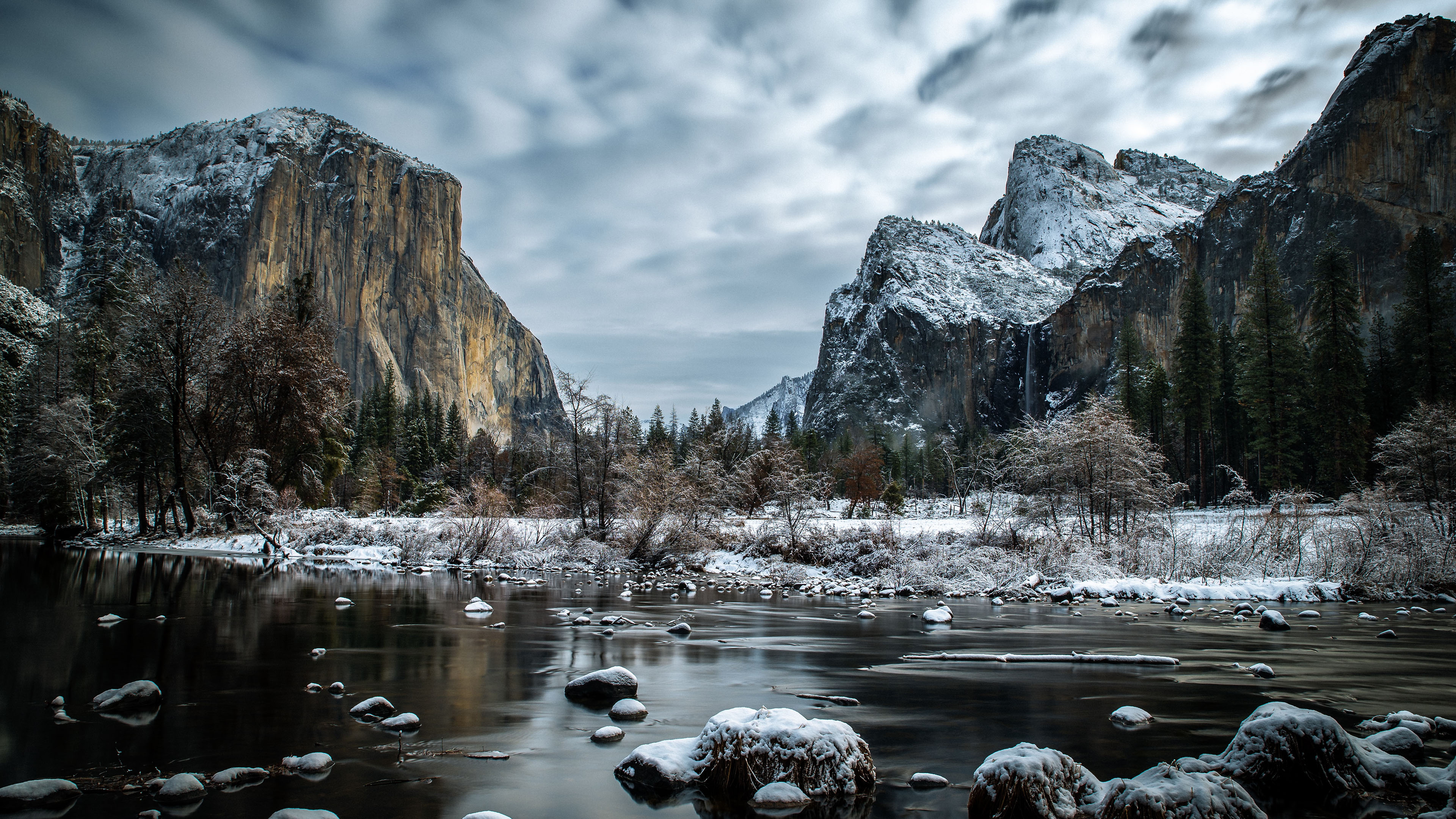 冰天雪地,山谷,河流,峡谷,寒冬