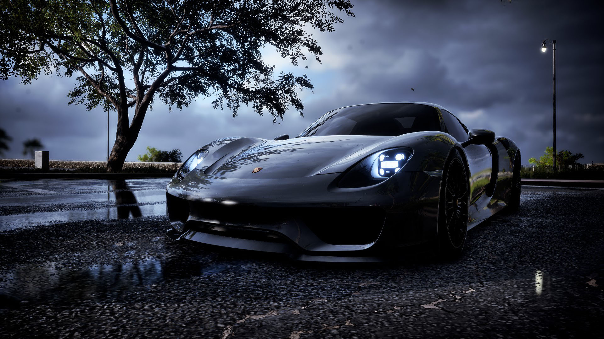 保时捷,轿跑,夜幕降临