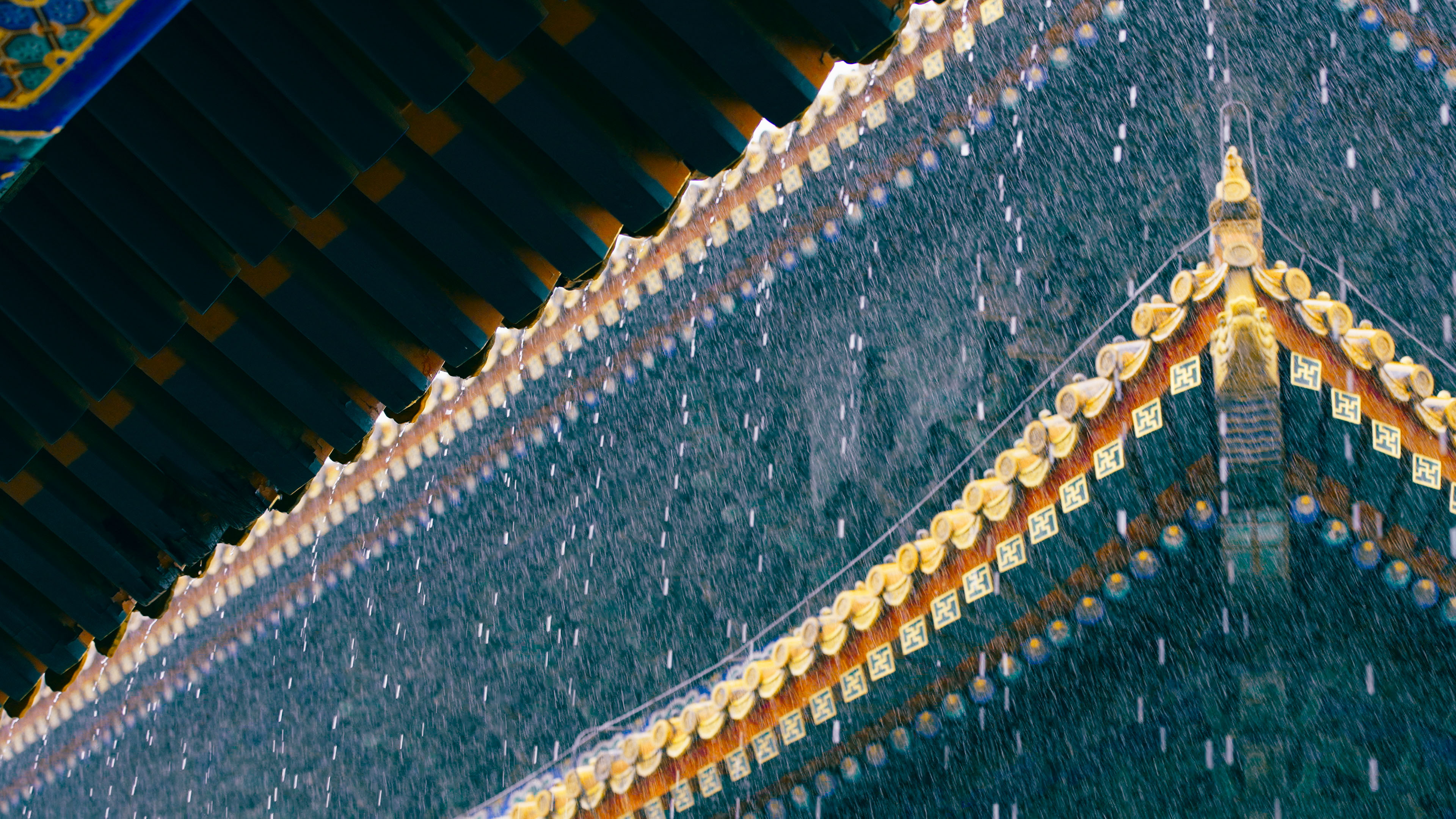 亭台楼阁,大雨,古建筑