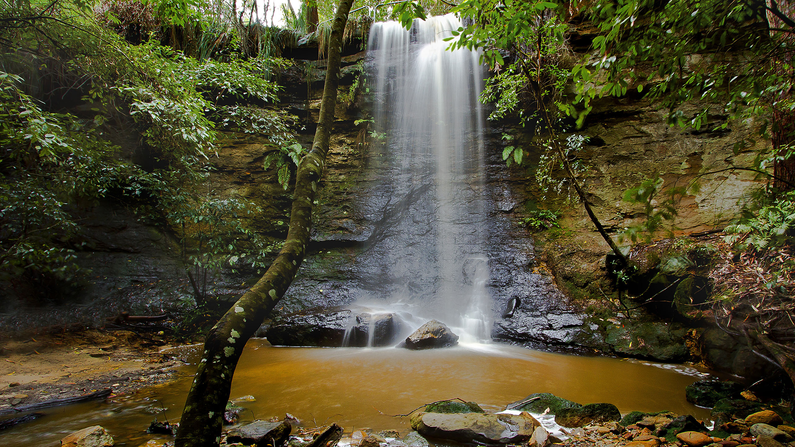 自然风光,瀑布,水潭,石头
