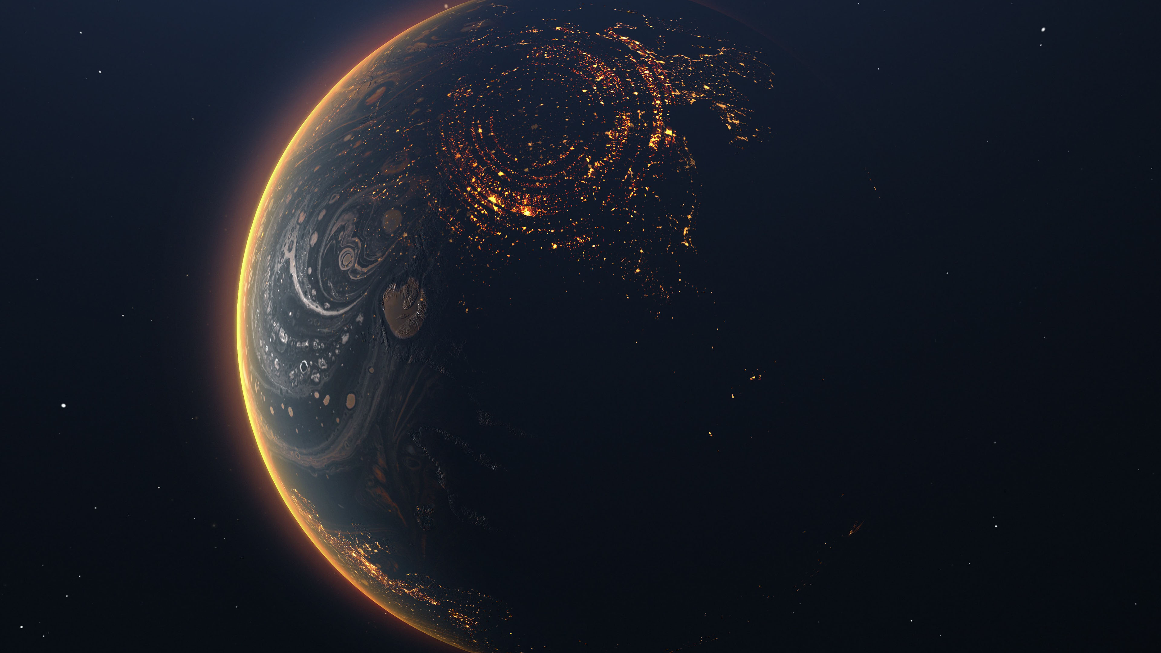 太空,蓝色星球,灯光,地球夜景