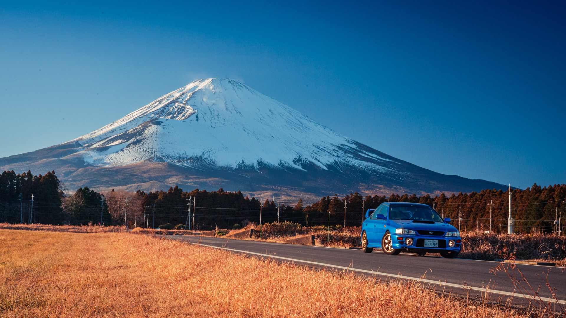 自然风光,骑车,富士山,深秋,美景