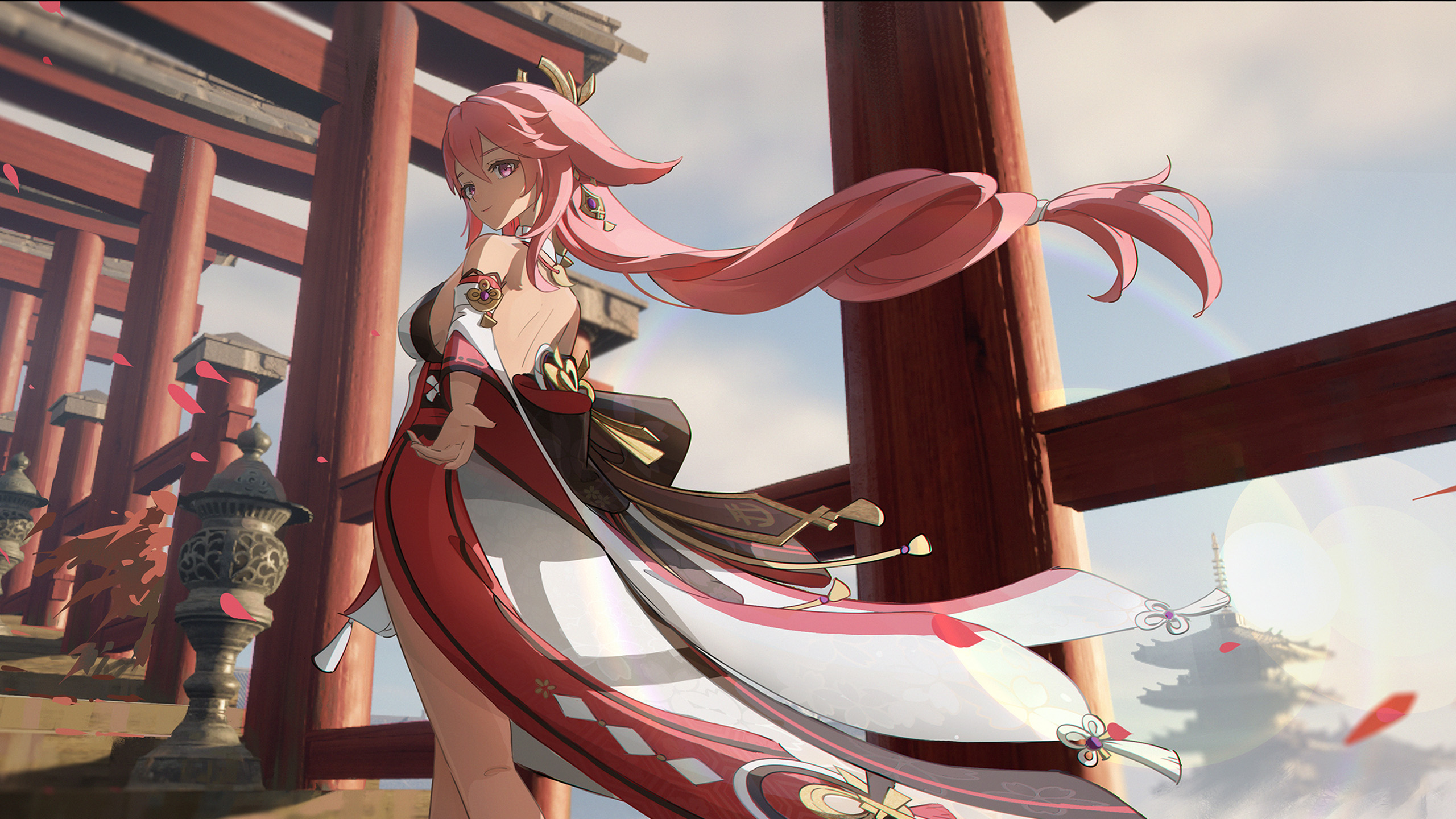 原神,台阶,长发飘飘