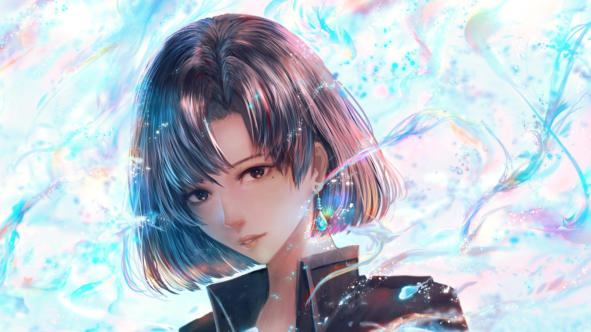 短发女孩,耳环,魔法