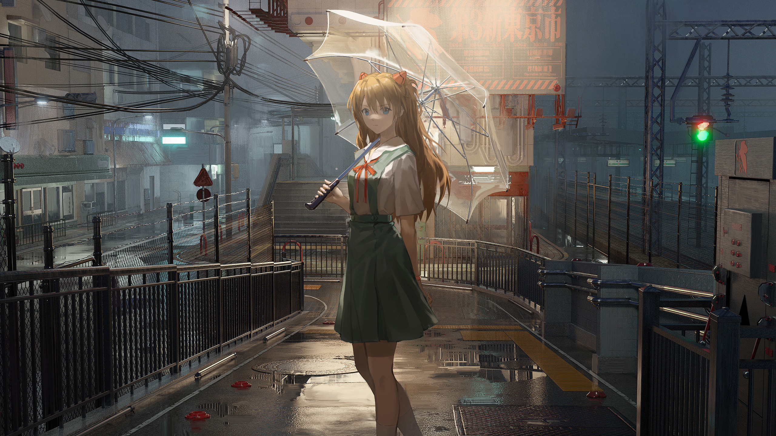 明日香,透明伞,城市,车站