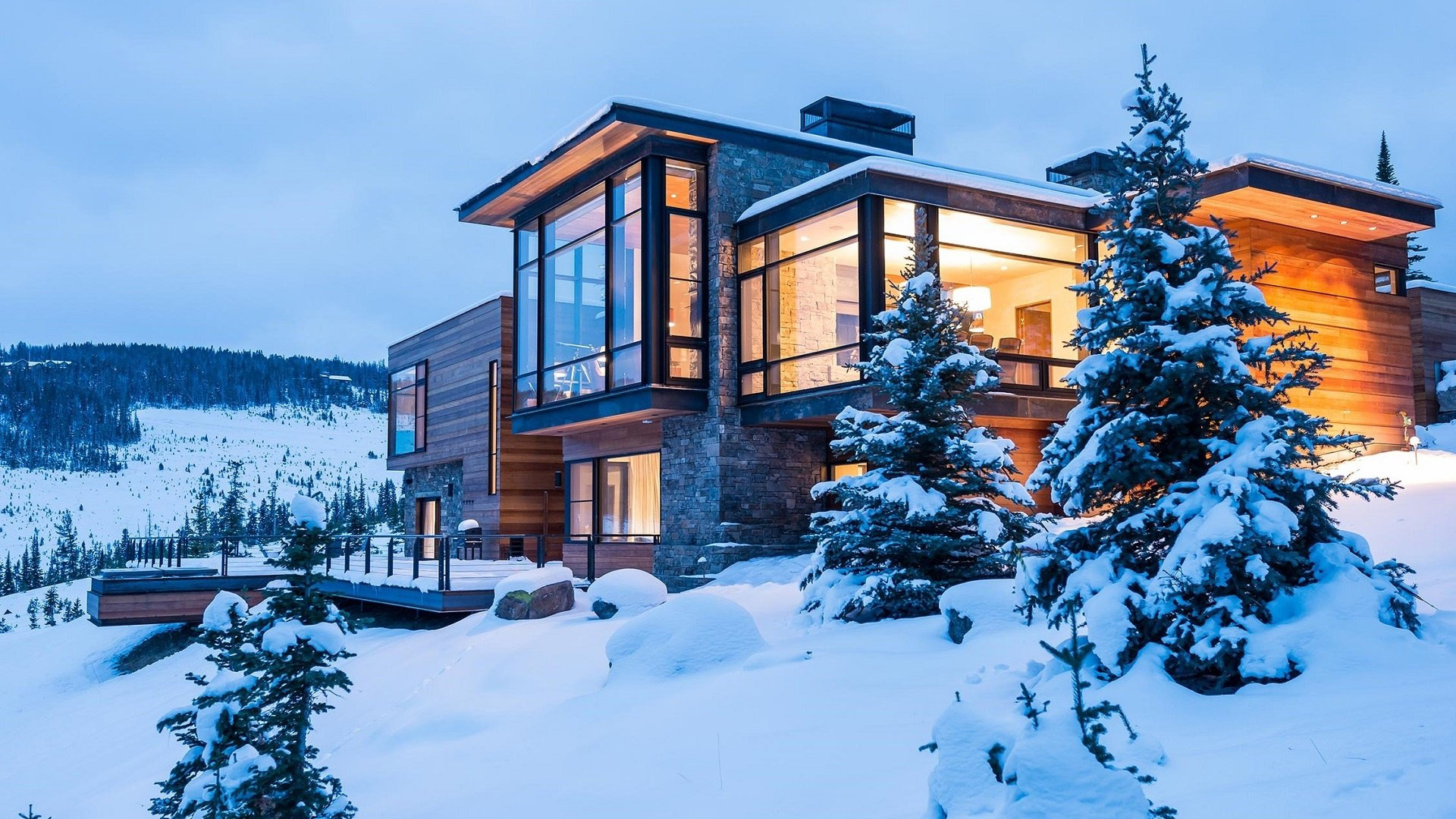 冰天雪地,别墅,白雪皑皑