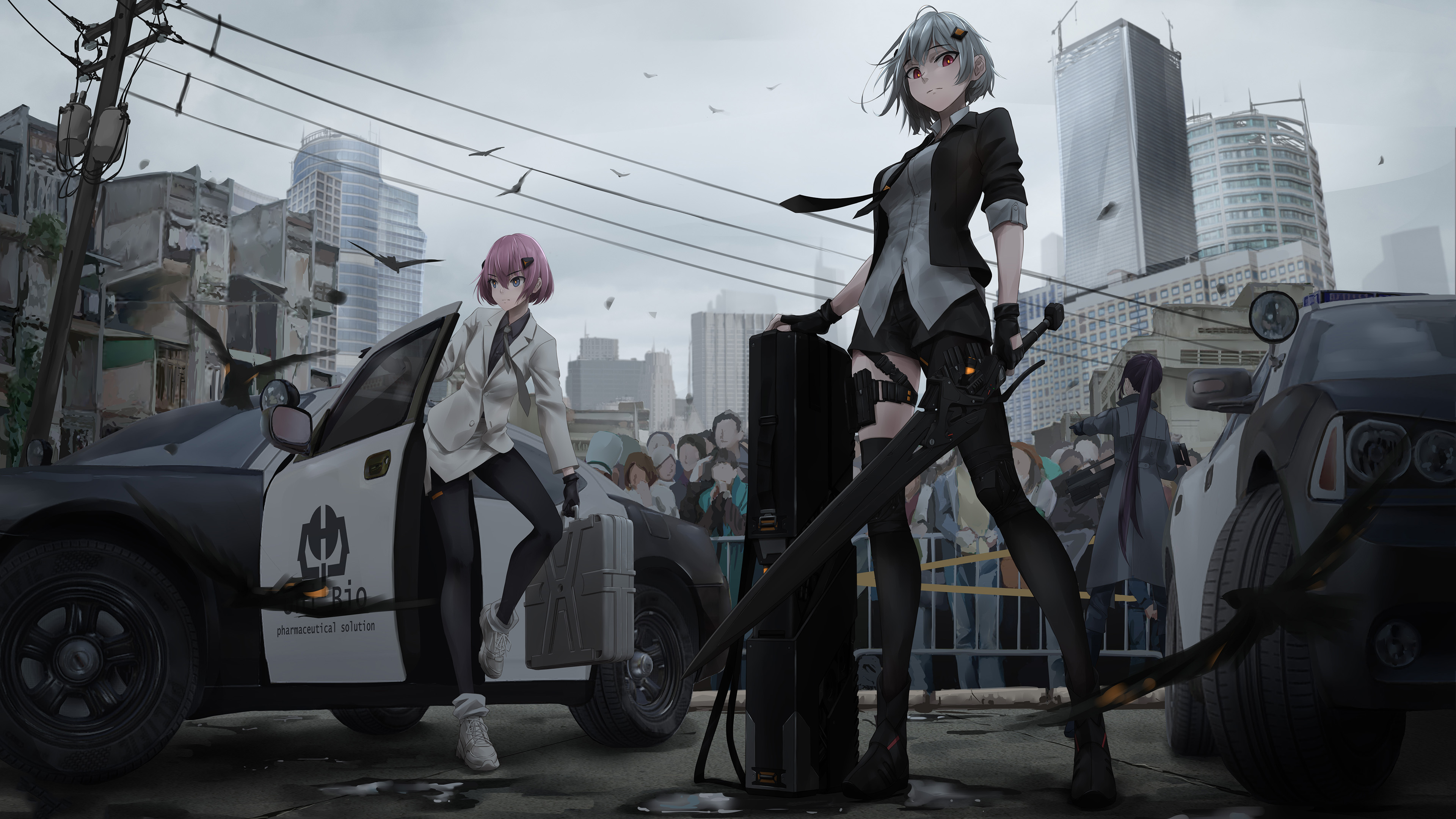 警察,乌鸦,电线,现场