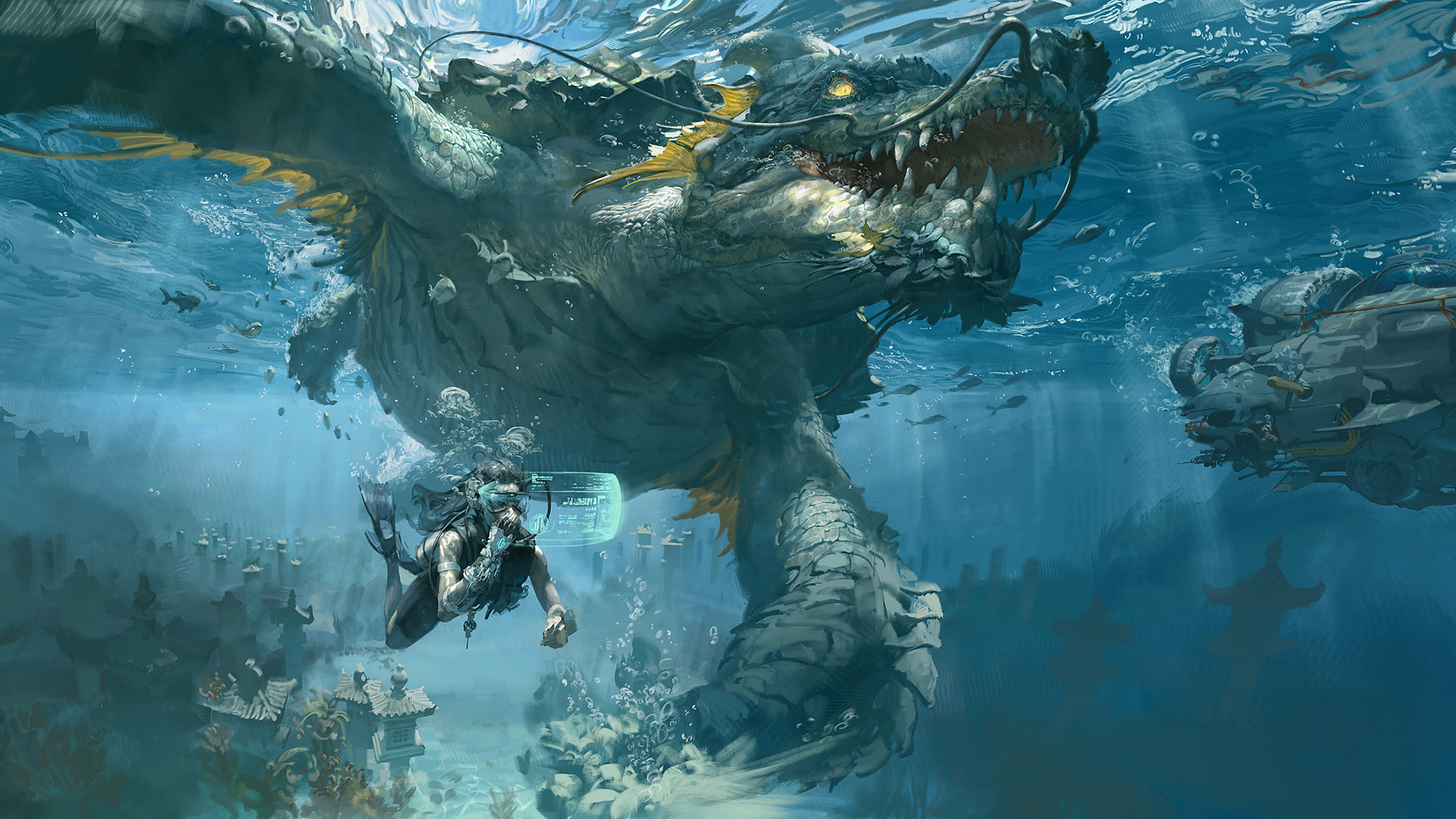 龙龟,深海,怪兽,潜水