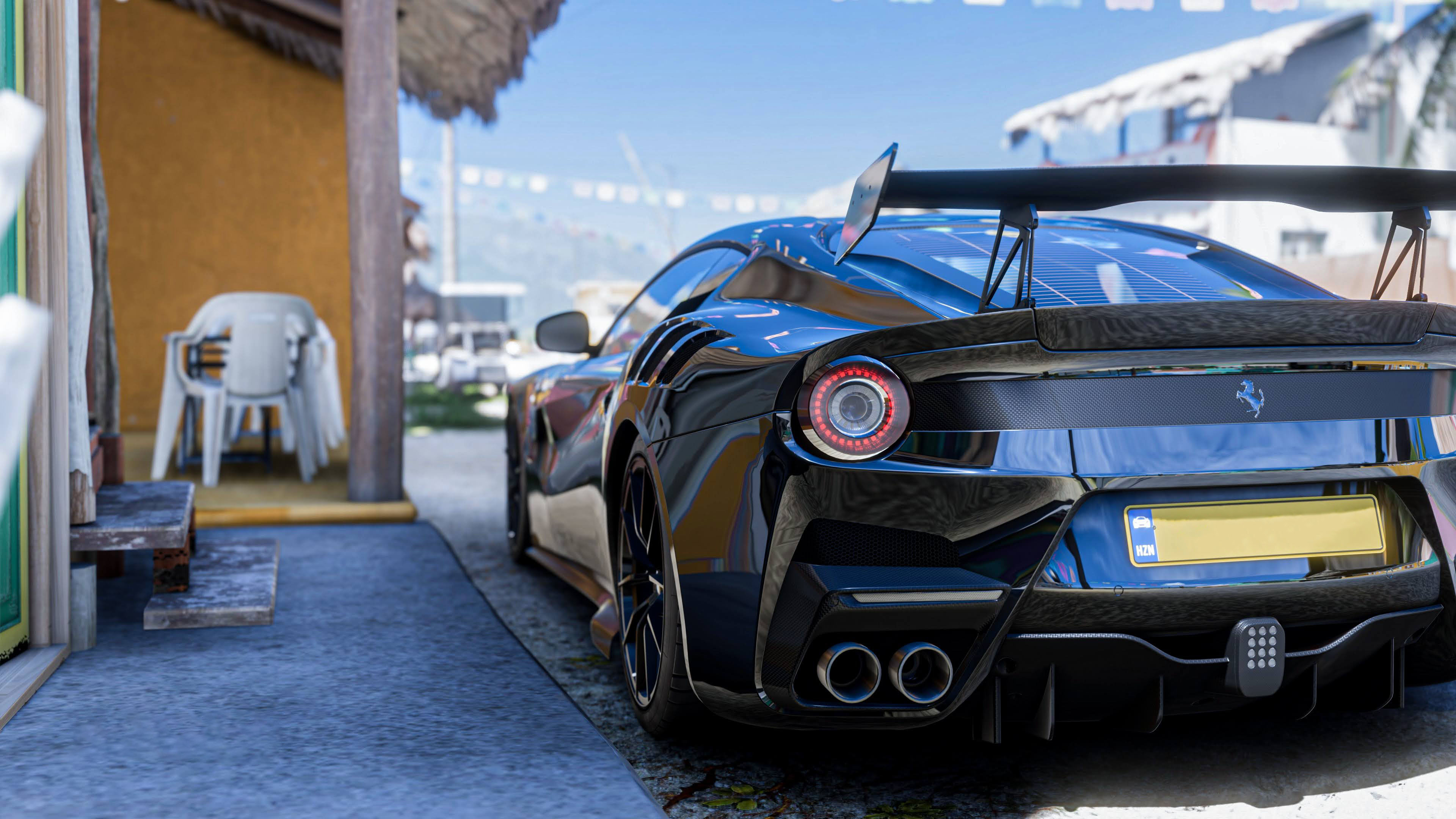 法拉利,跑车,尾翼,尾灯