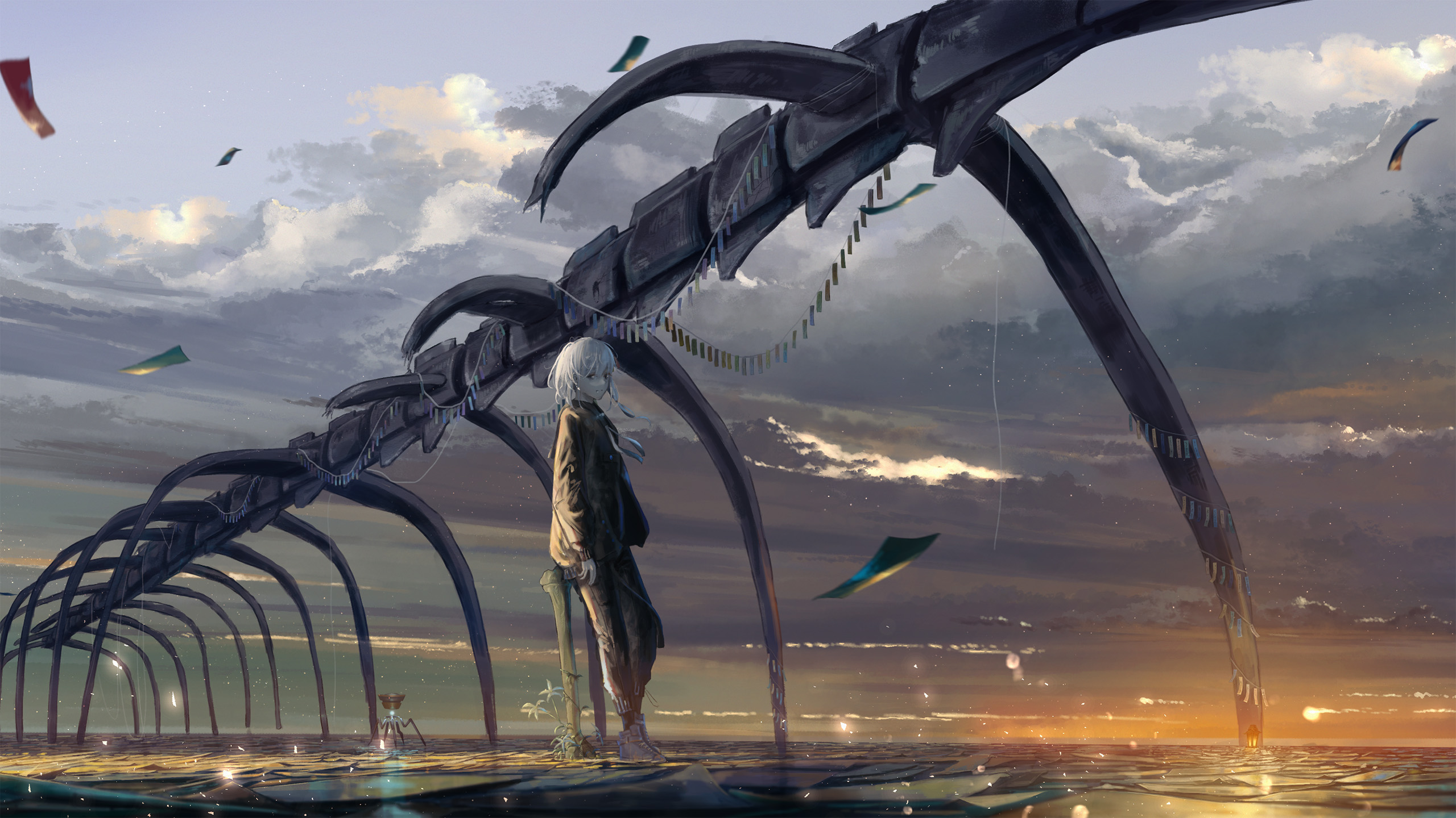 机械,大海,残骸,机器人