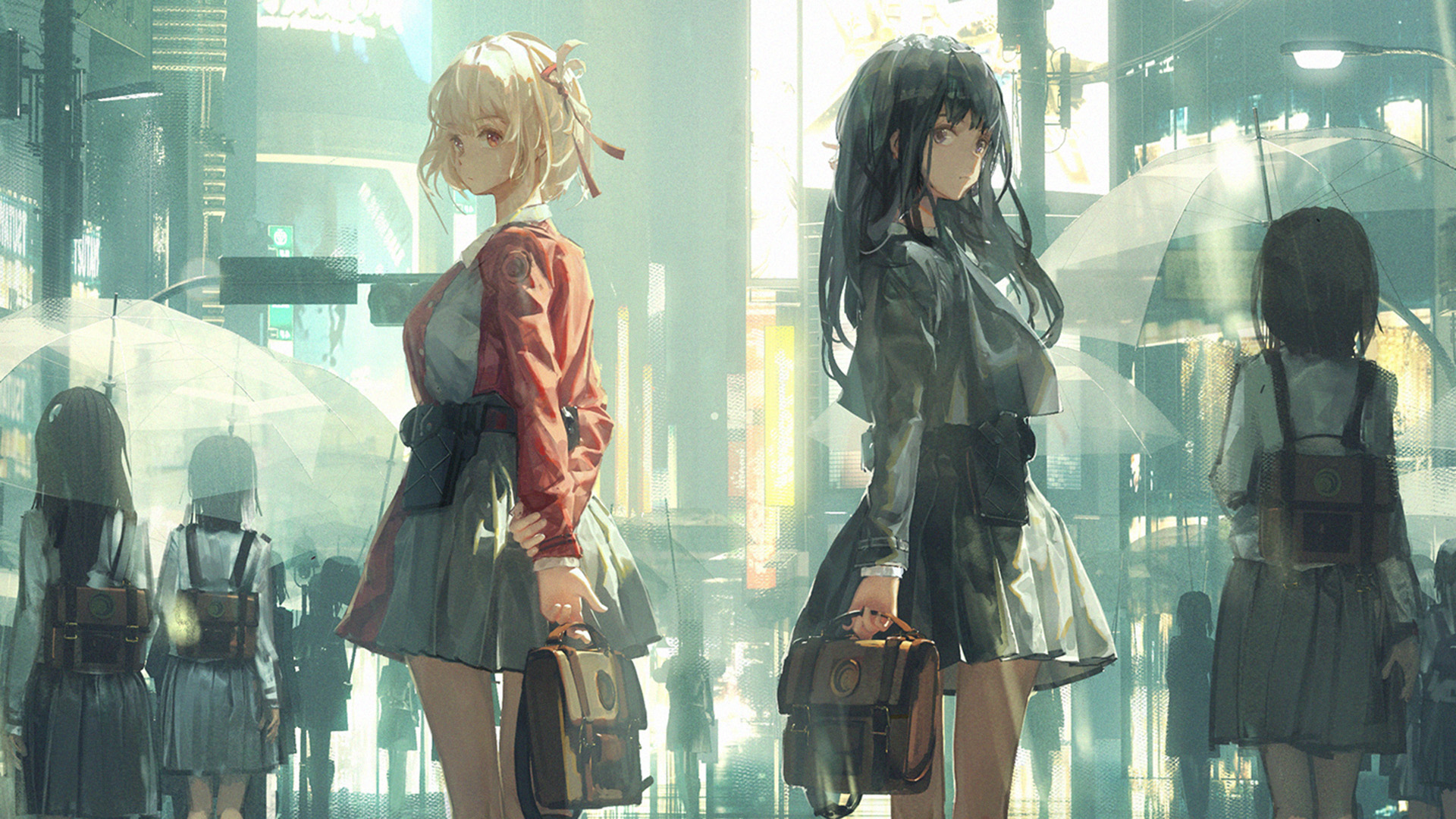 放学,雨天,书包,城市