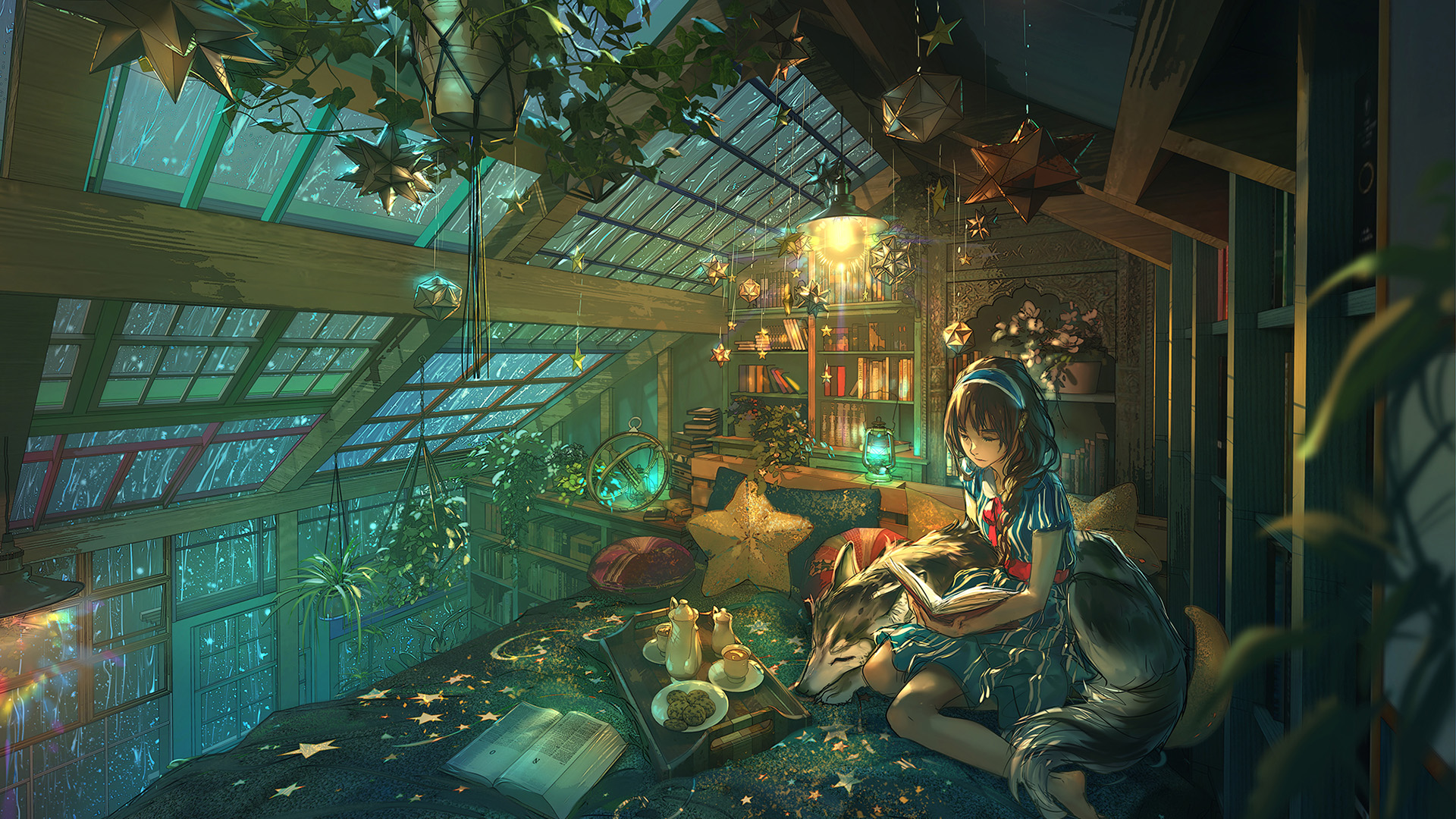 小屋,魔法,狼,魔法书