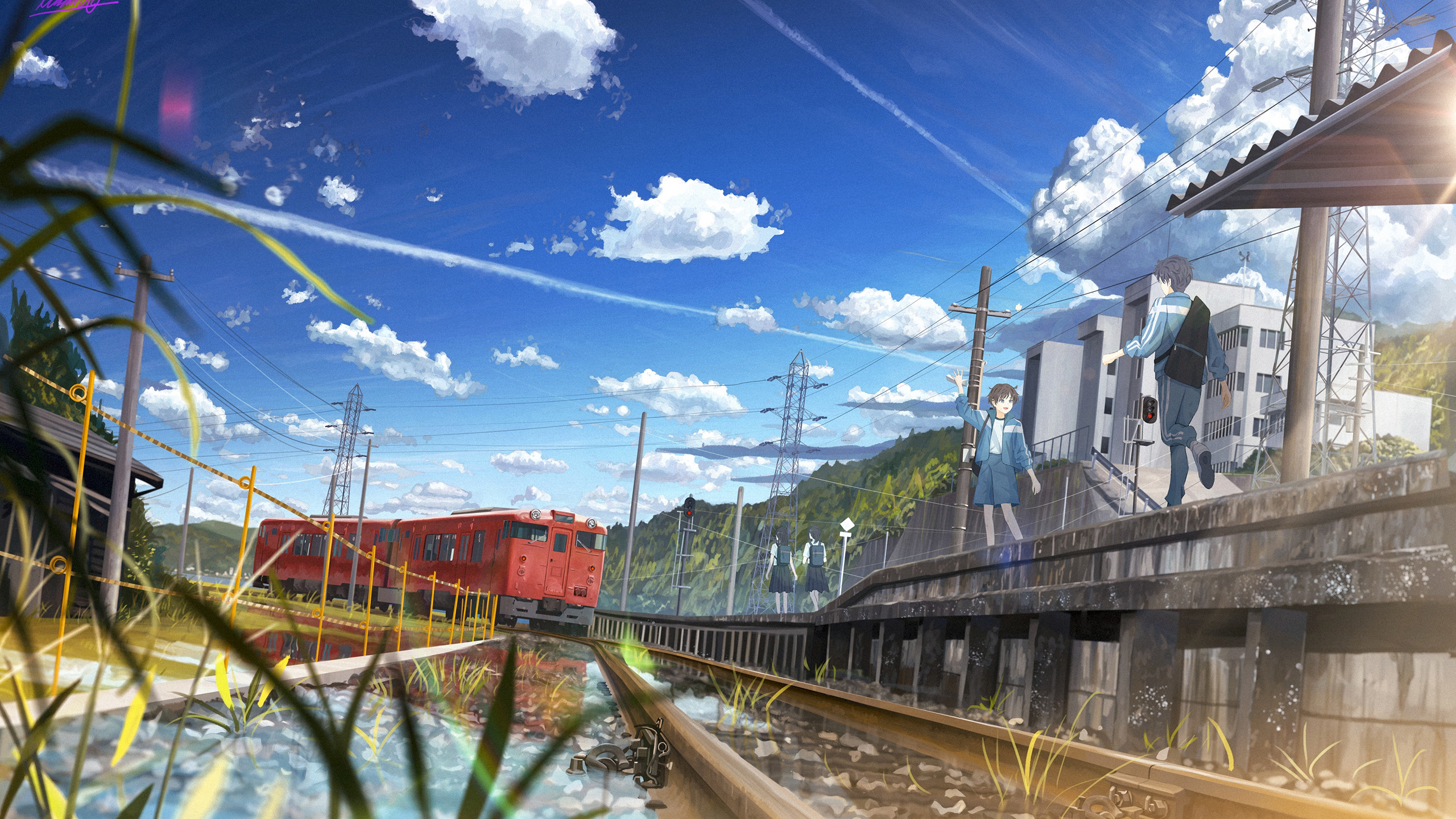 火车,月台,同学,郊外