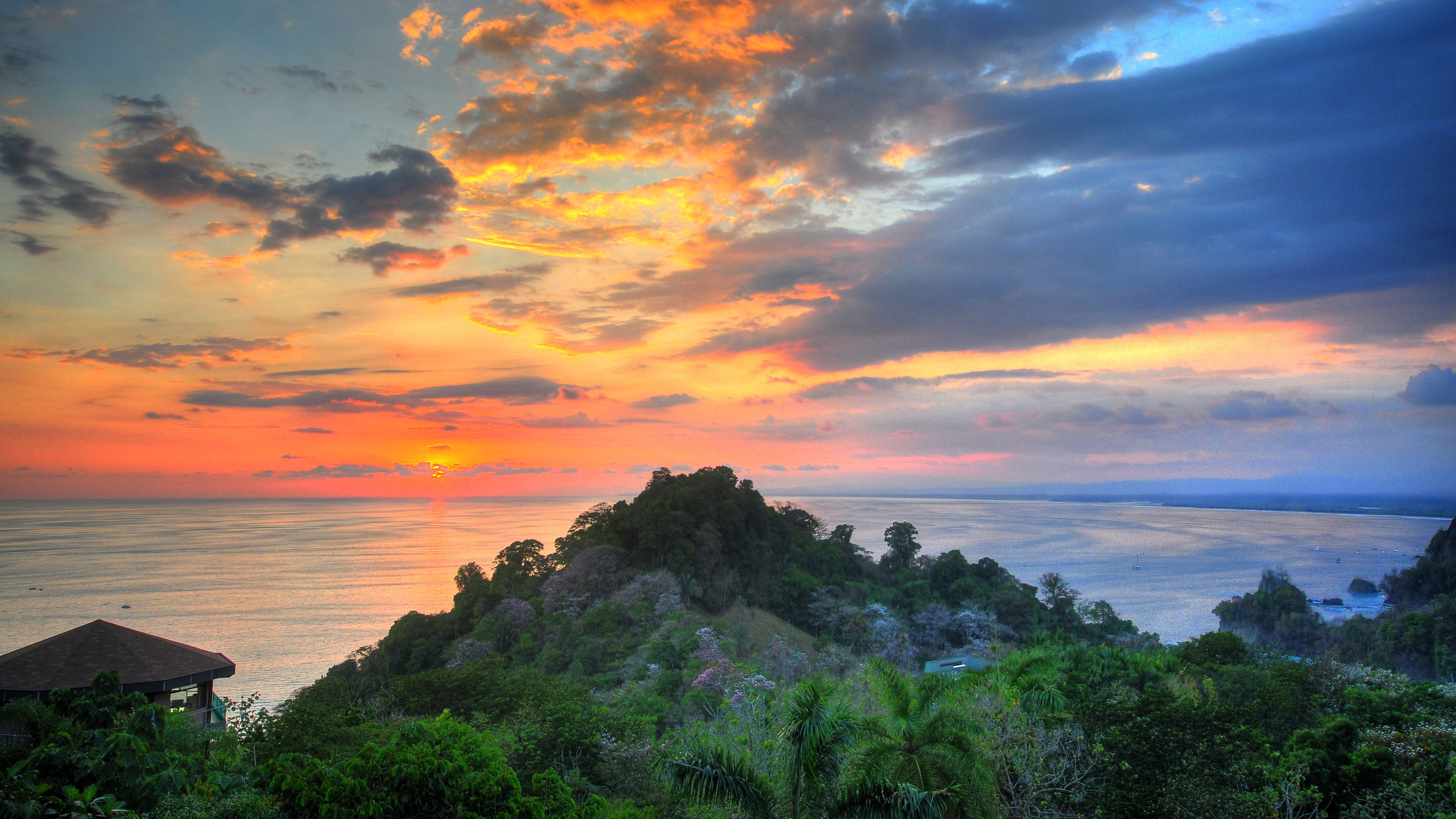 落日余晖,海边晚霞,红霞,云彩,海岸