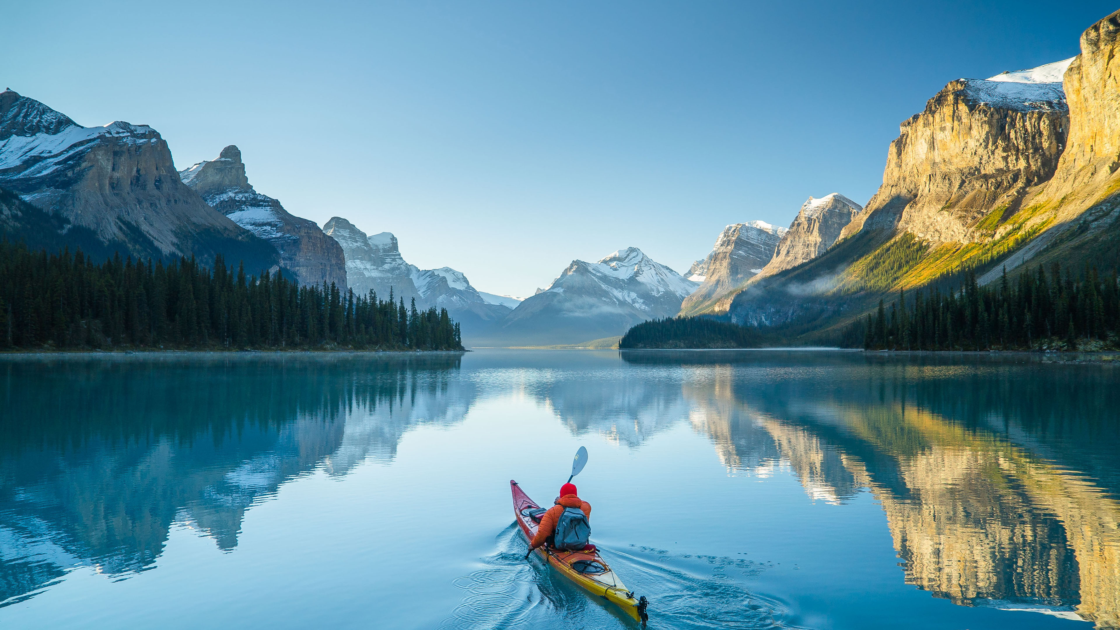自然风光,独木舟,单人艇,雪山