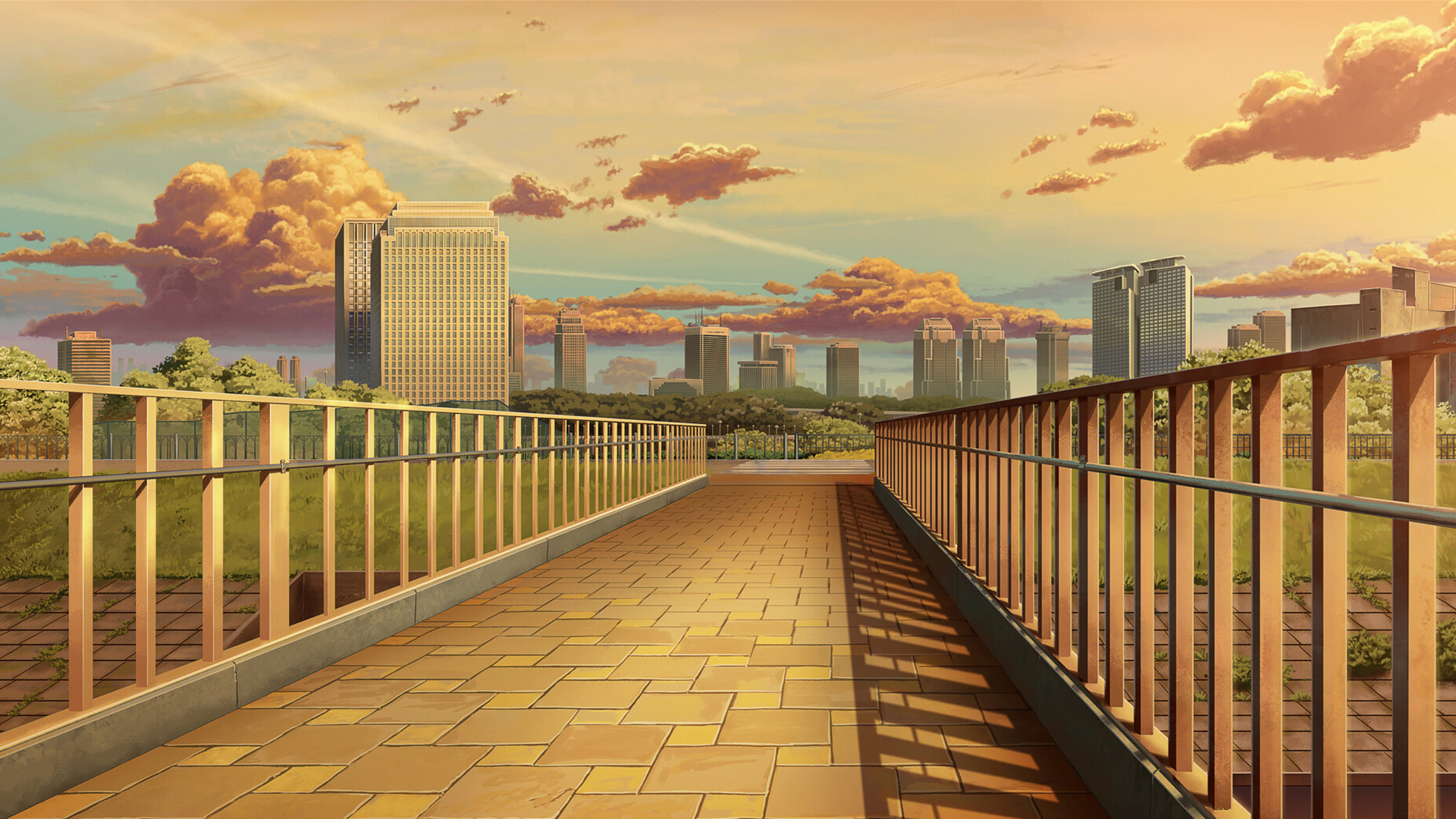 城市,天桥,晚霞,黄昏