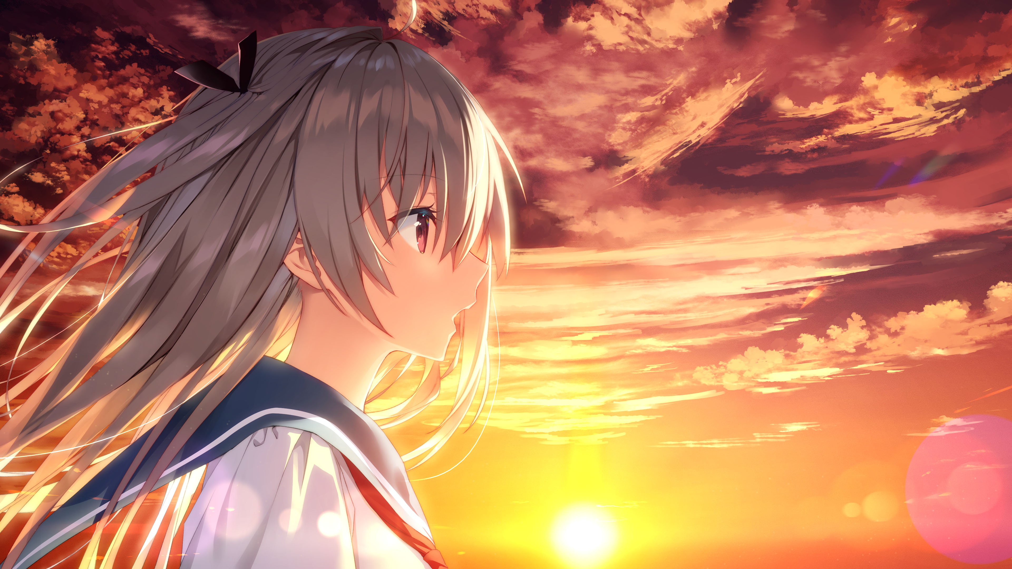 日出,学姐,晚霞,云朵