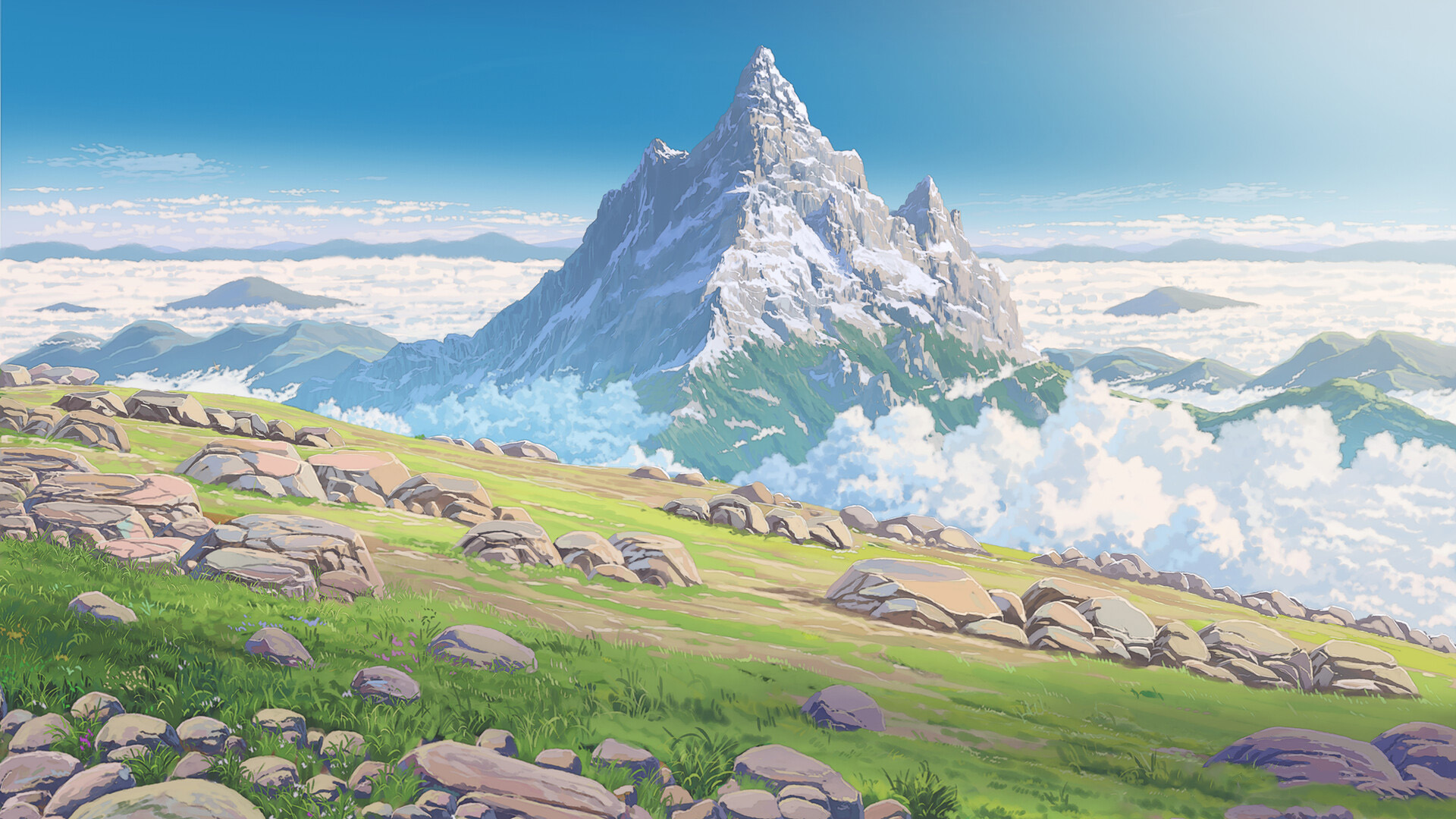 山峰,山坡,郊外,高原,云海,童话