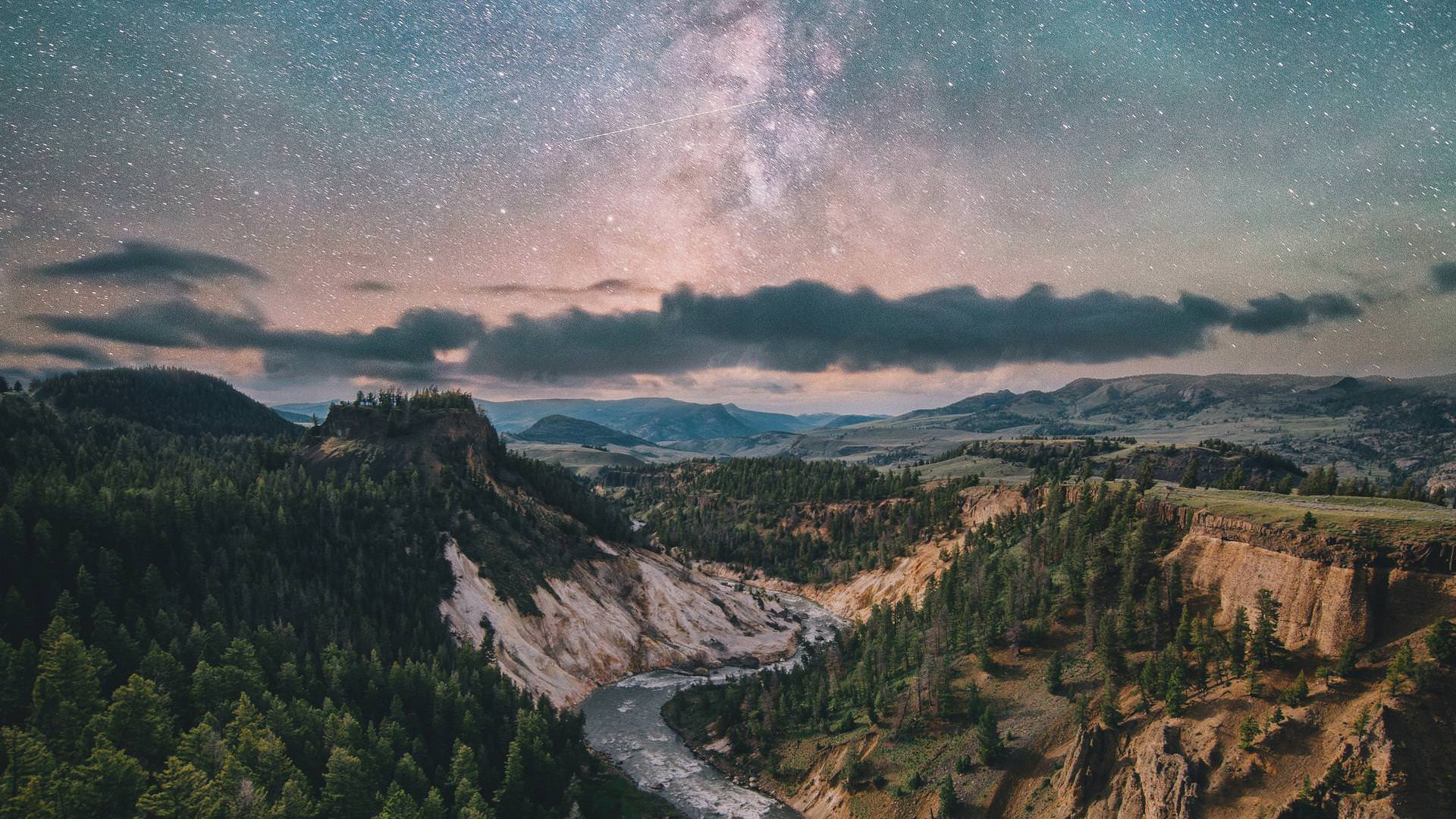 奇幻梦境,繁星,树林,河流