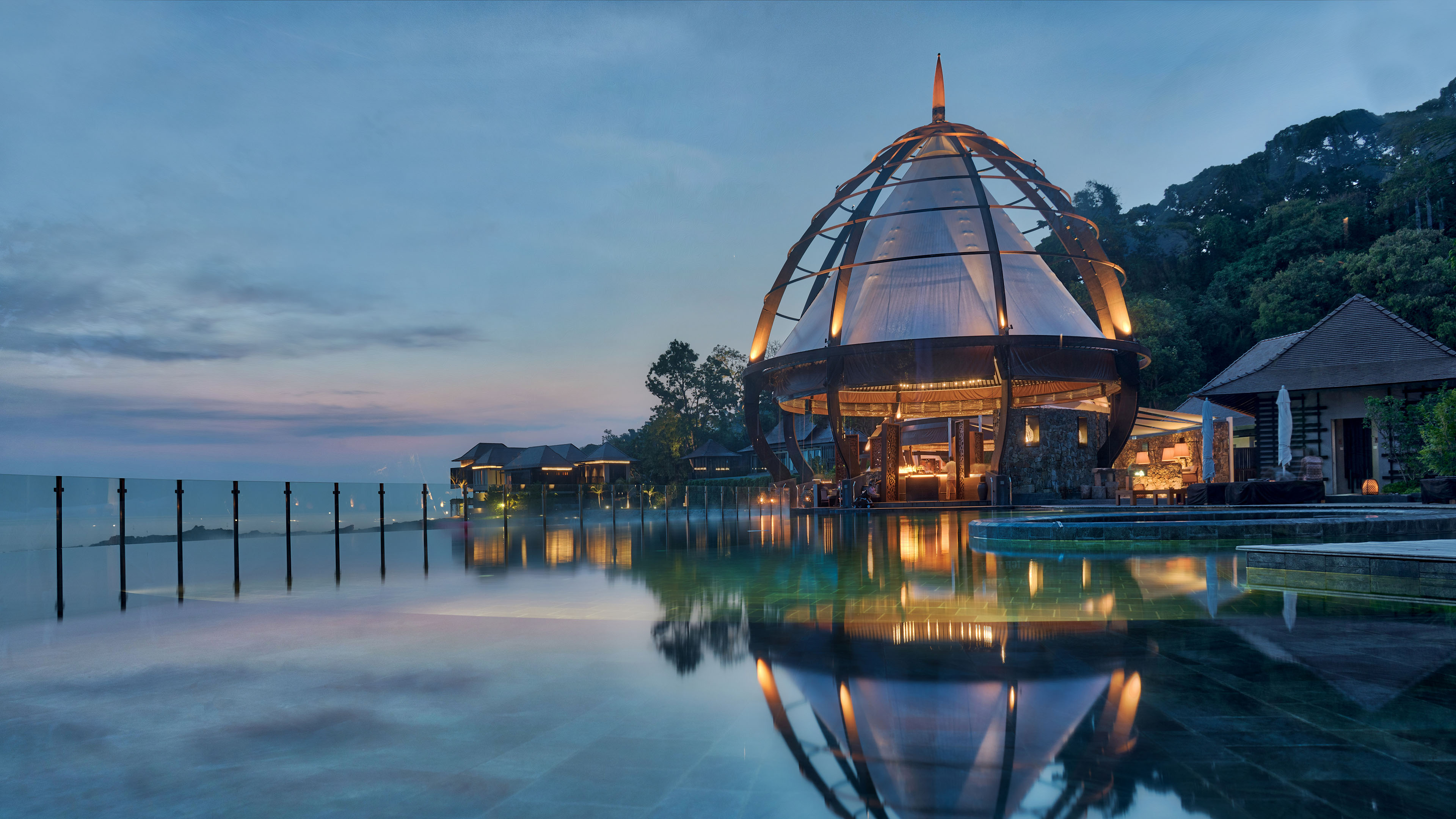 城市夜景,别墅,泳池,旅游