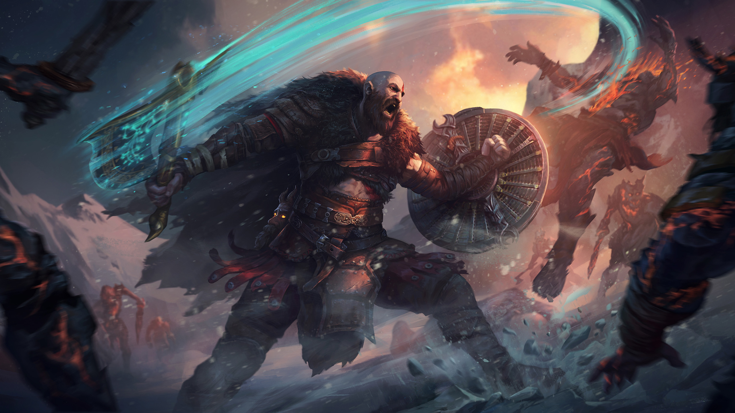 主机游戏,战神,盾牌,战斗