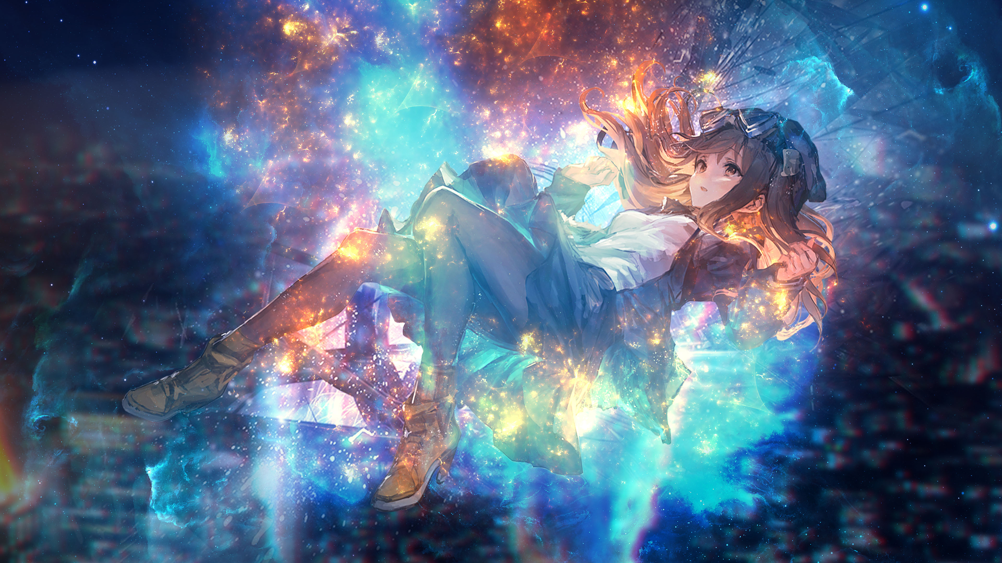 星云,可爱女孩,宇宙,悬浮