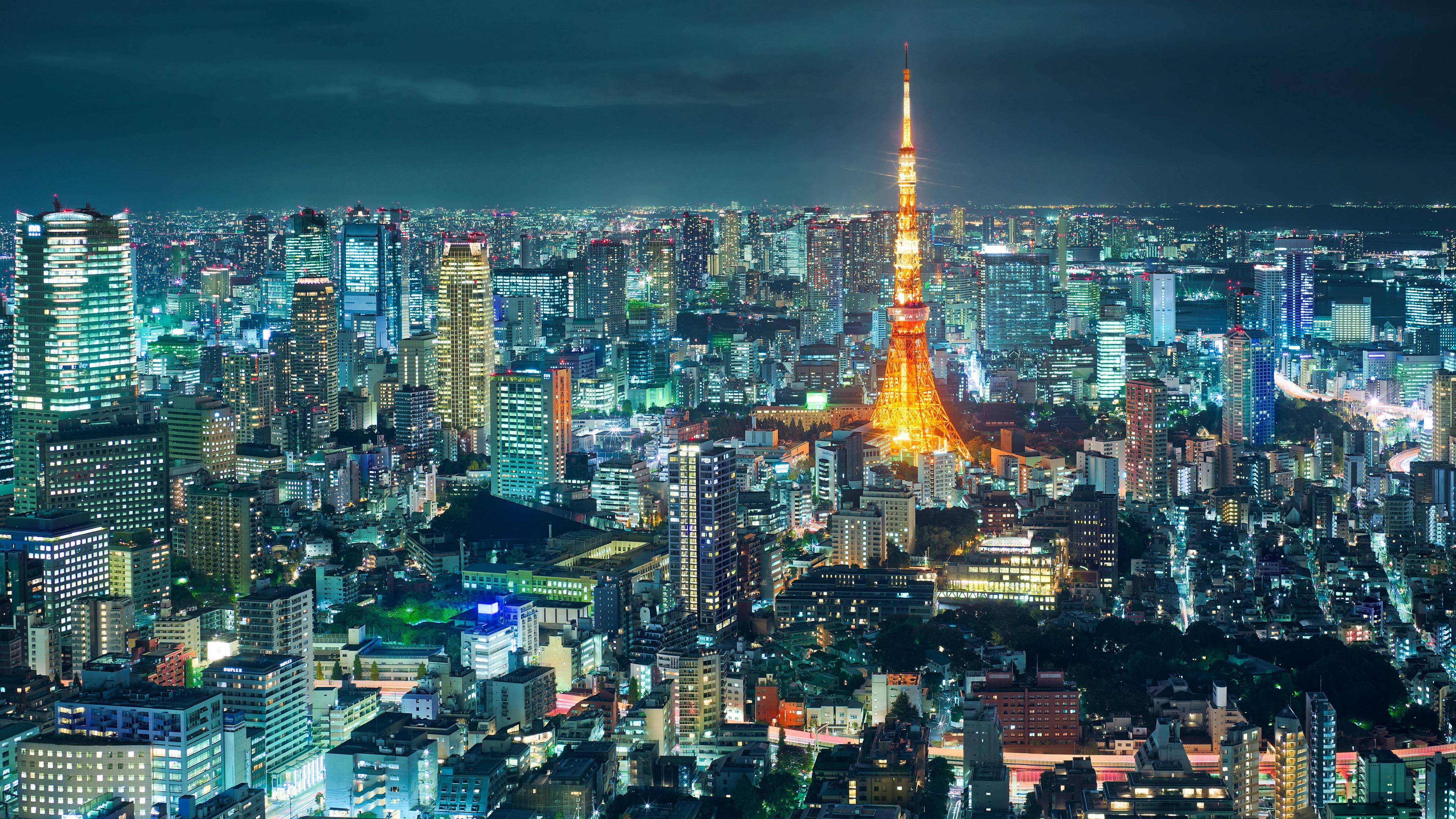 城市夜景,东京,铁塔,都市