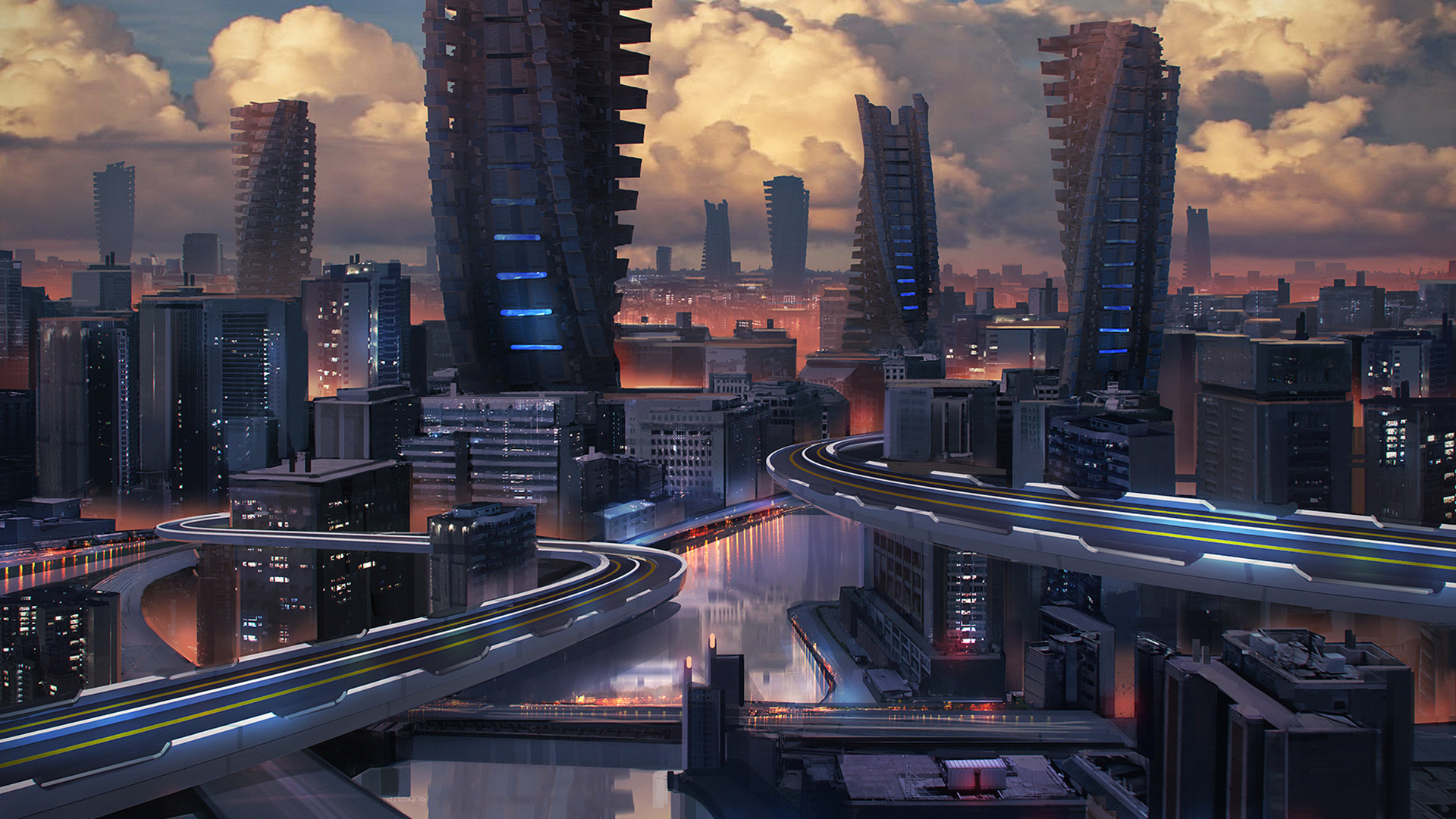 高楼,城市,未来,科技,黄昏