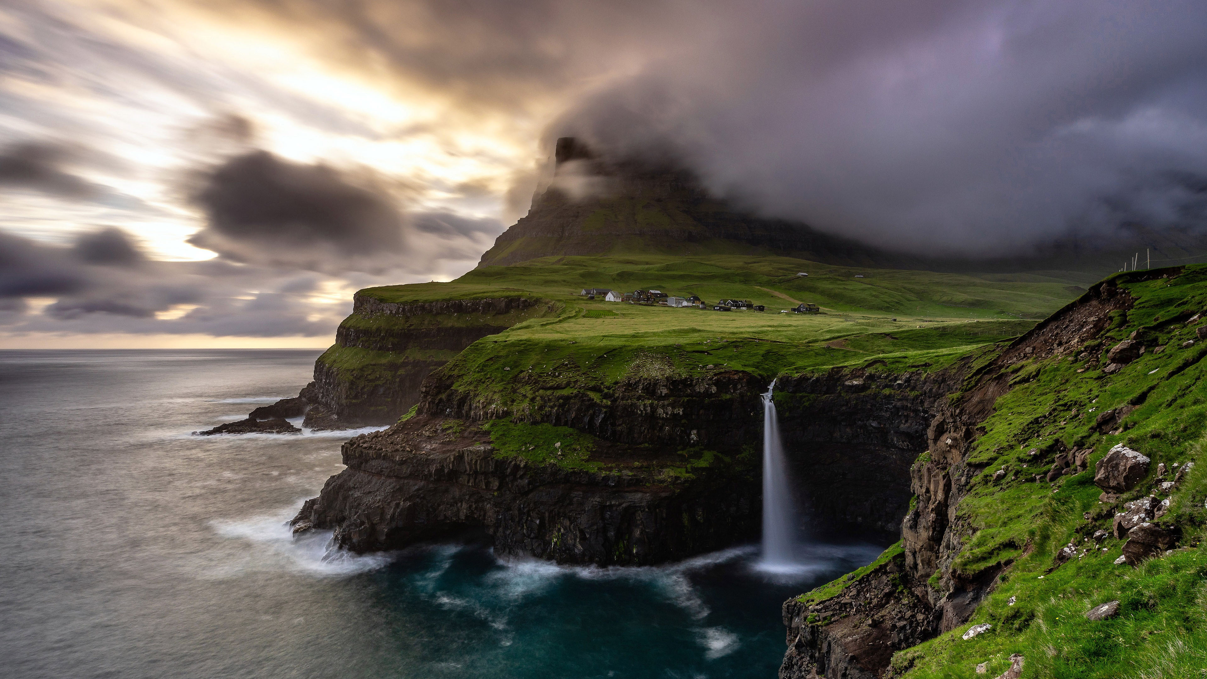 海洋天堂,瀑布,悬崖