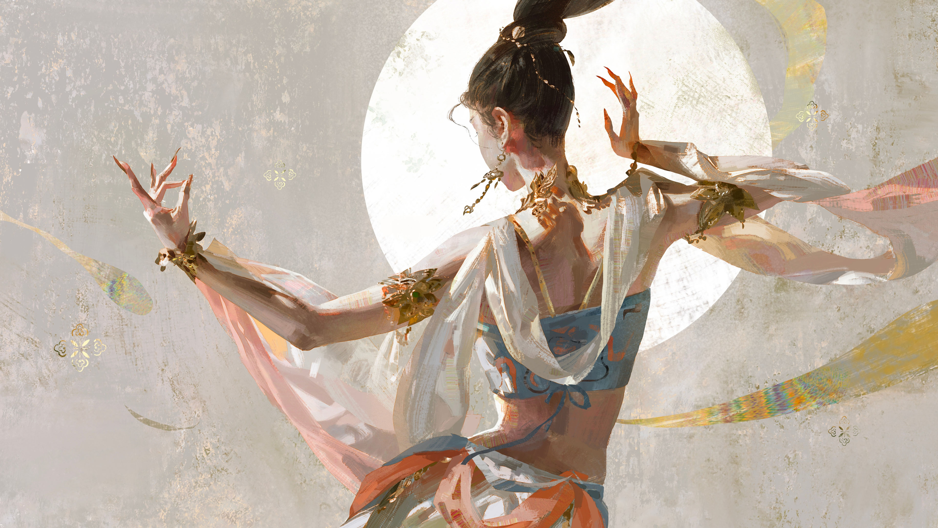 敦煌,飞天,舞蹈,圆月