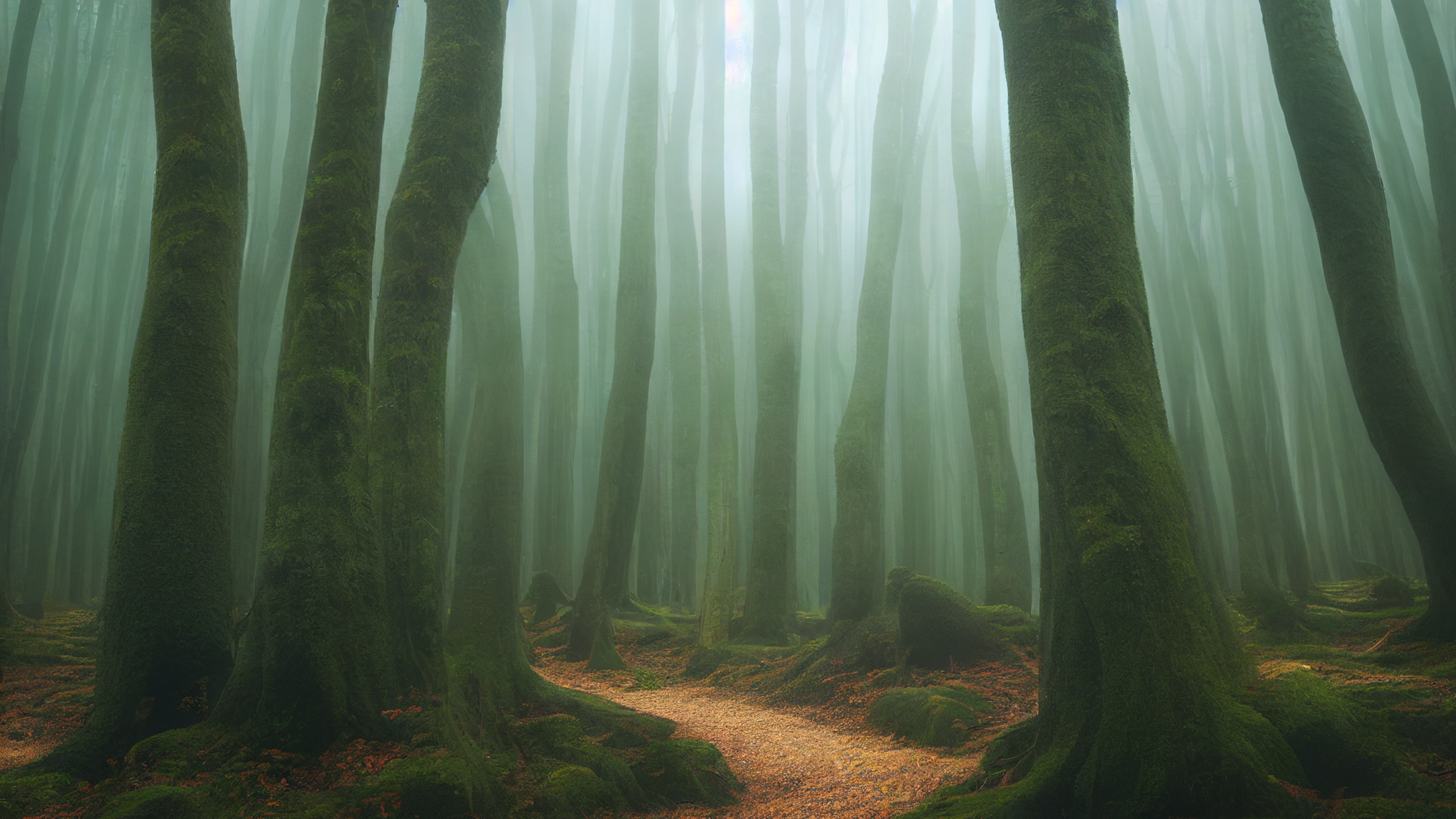 森林,树林,清晨,雾