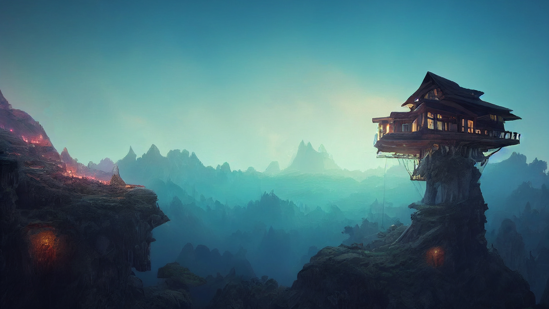 童话,精灵木屋,大树,夜晚