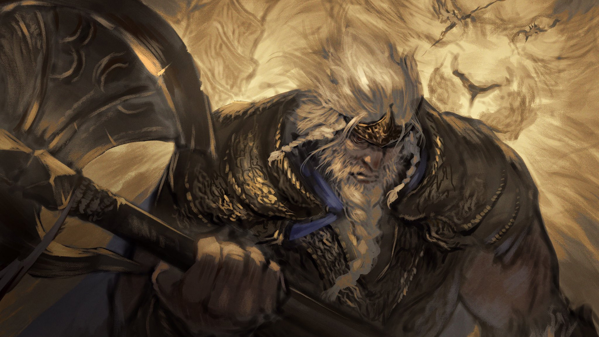 主机游戏,艾尔登法环,巨斧,狮子