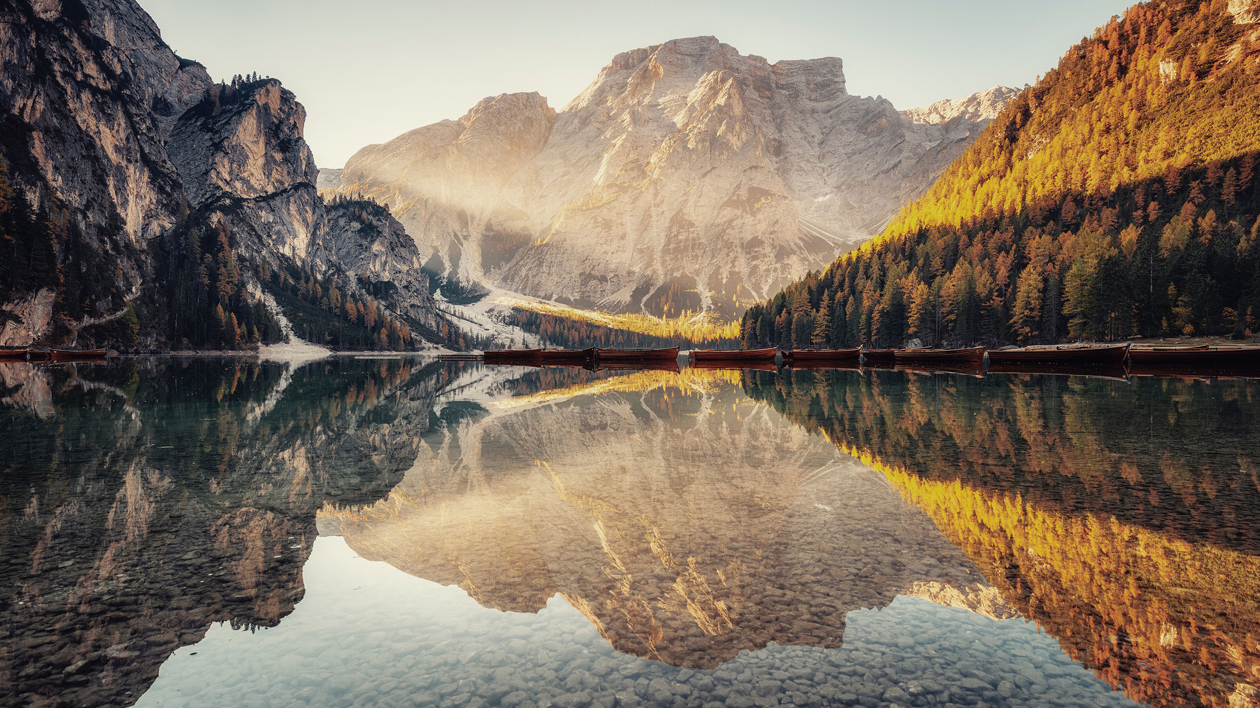 秋意正浓,倒影,山谷,湖,树林