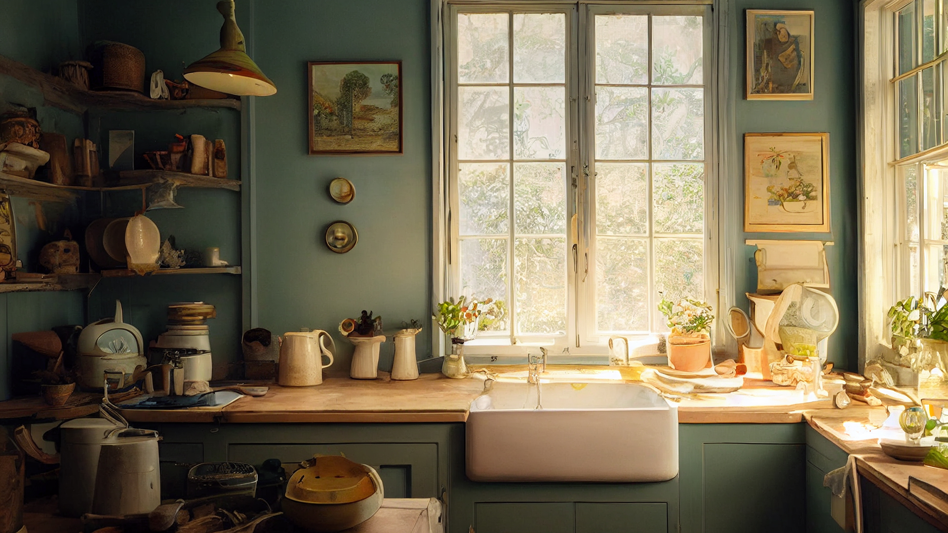 温馨一刻,厨房,欧式,壁画