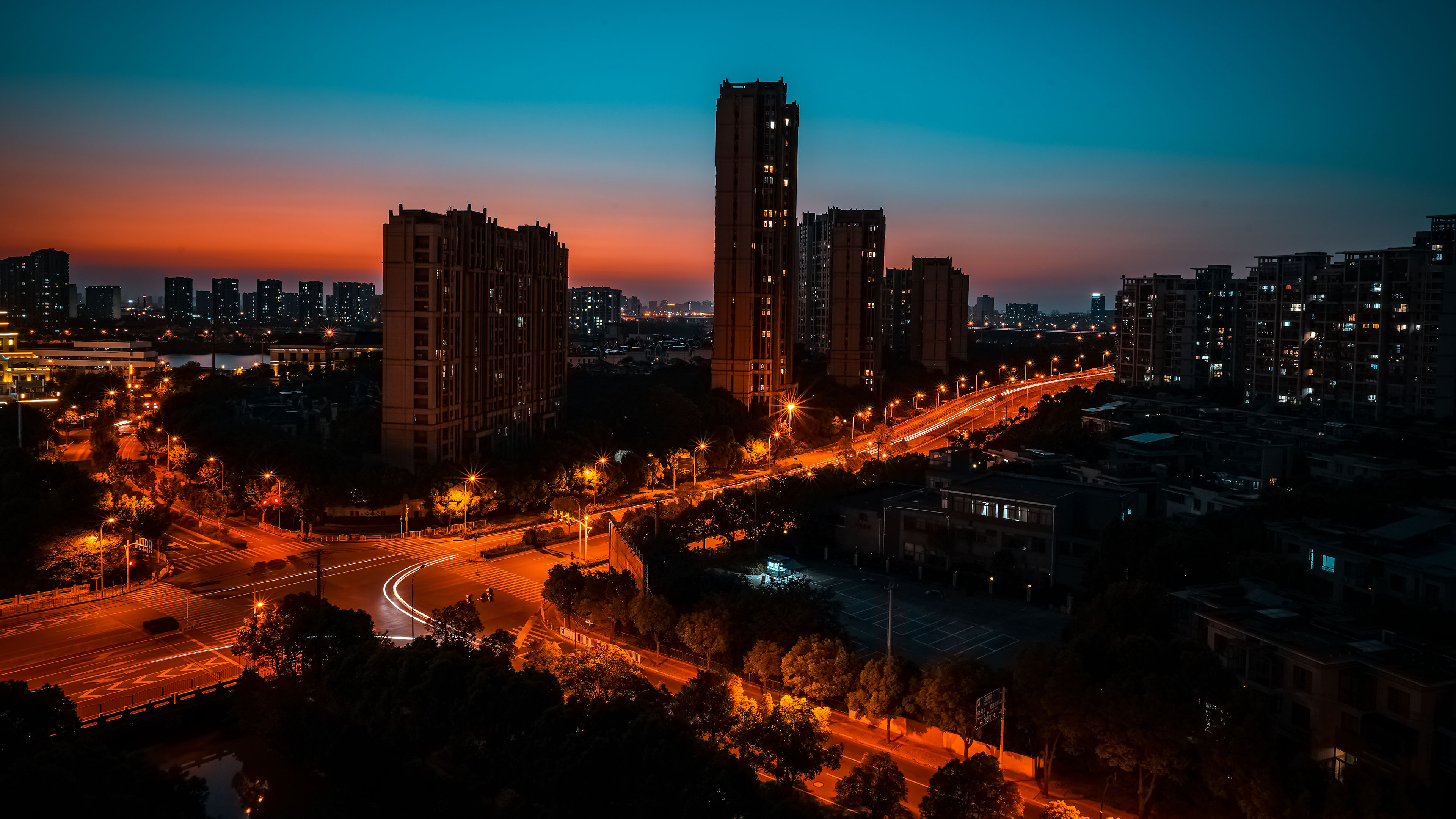 城市夜景,灯光,都市,光影