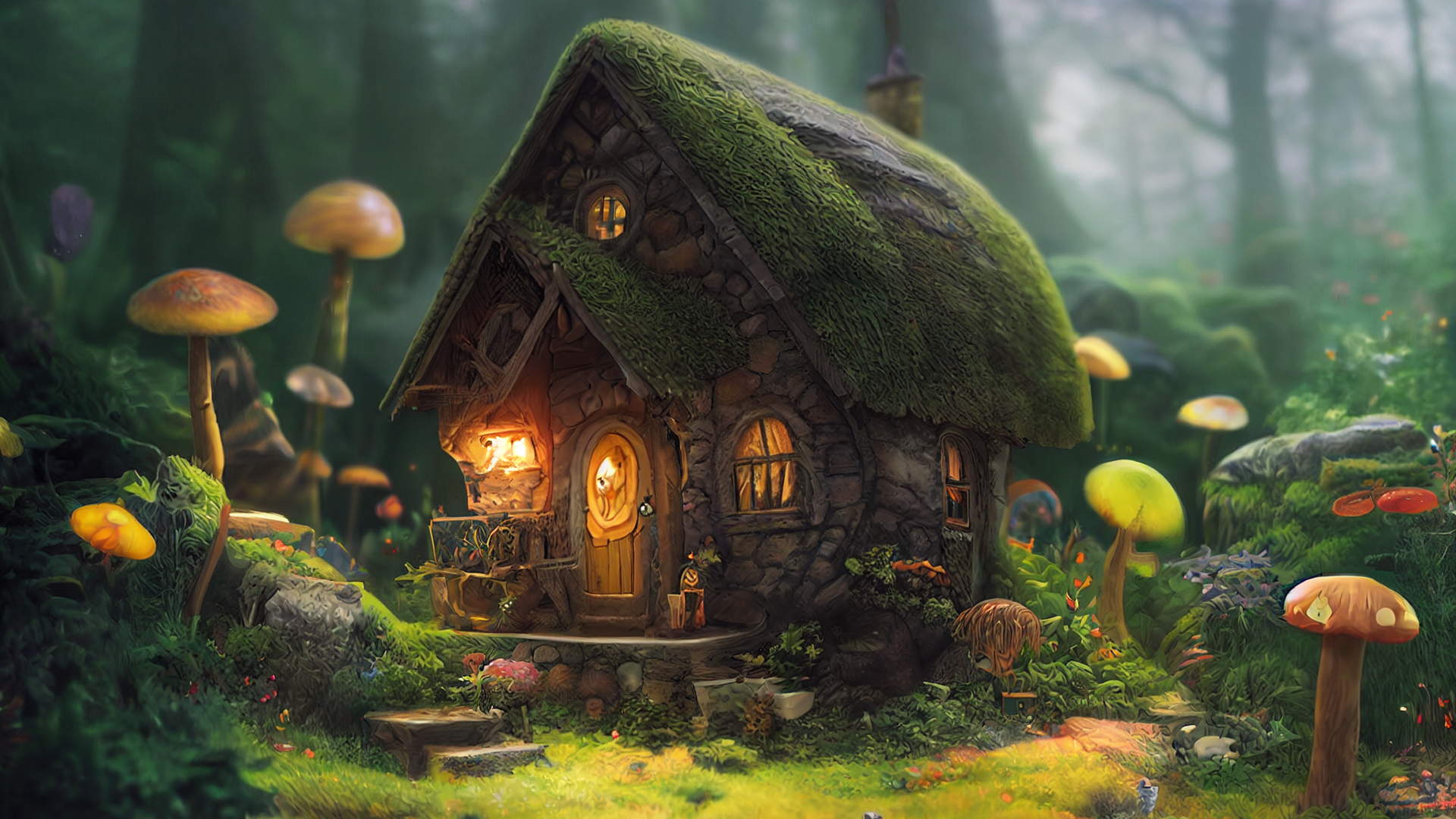 精灵小屋,蘑菇,森林